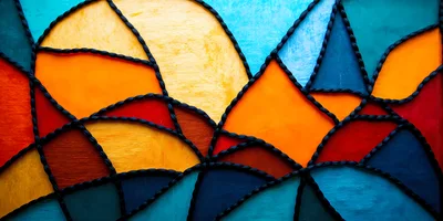 Abstract Stained Glass Style Colorful Geometric Pattern