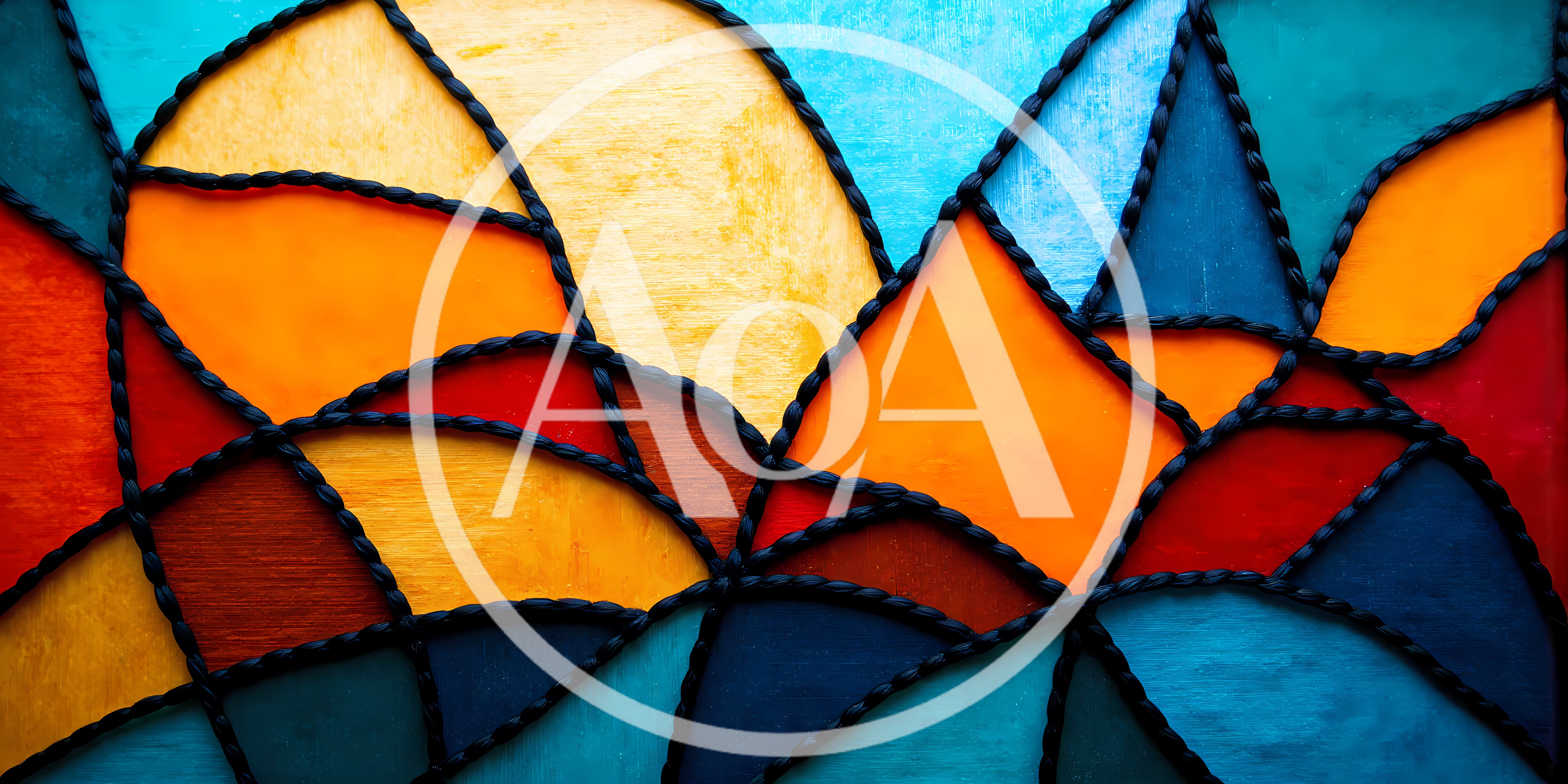Abstract Stained Glass Style Colorful Geometric Pattern