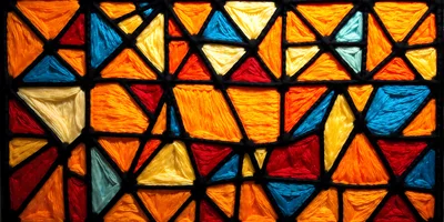Stained Glass Window With Geometric Pattern