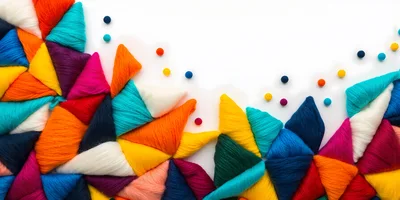 Abstract Geometric Pattern Made Of Colorful Yarn Triangles