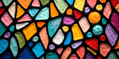 Abstract Stained Glass Pattern With Colorful Textured Shapes