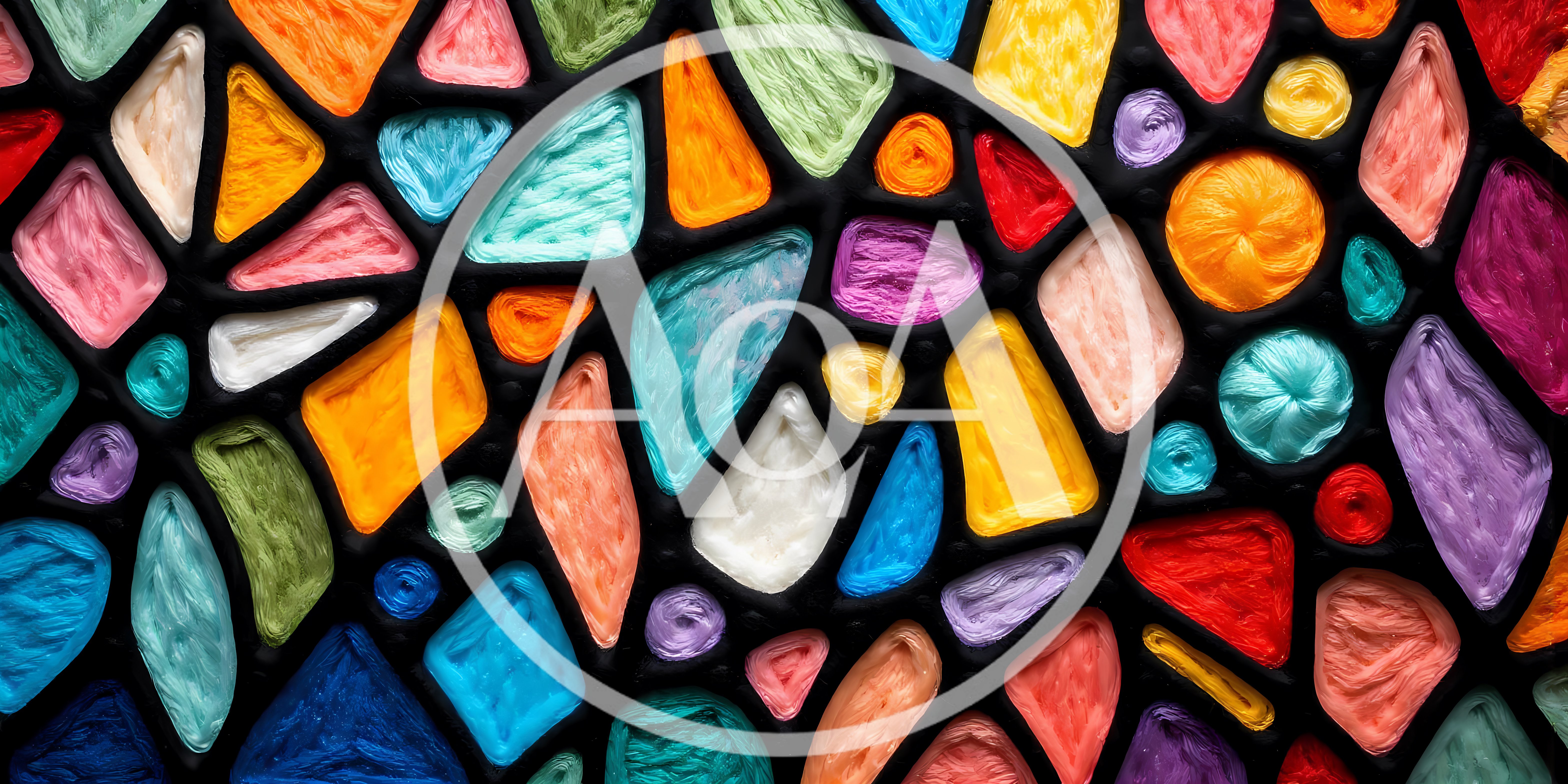 Abstract Stained Glass Pattern With Colorful Textured Shapes