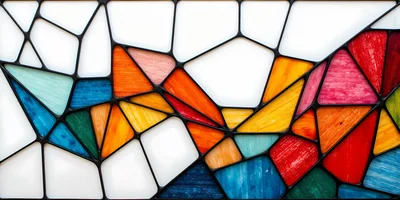 Abstract Stained Glass Window With Geometric Colorful Patterns
