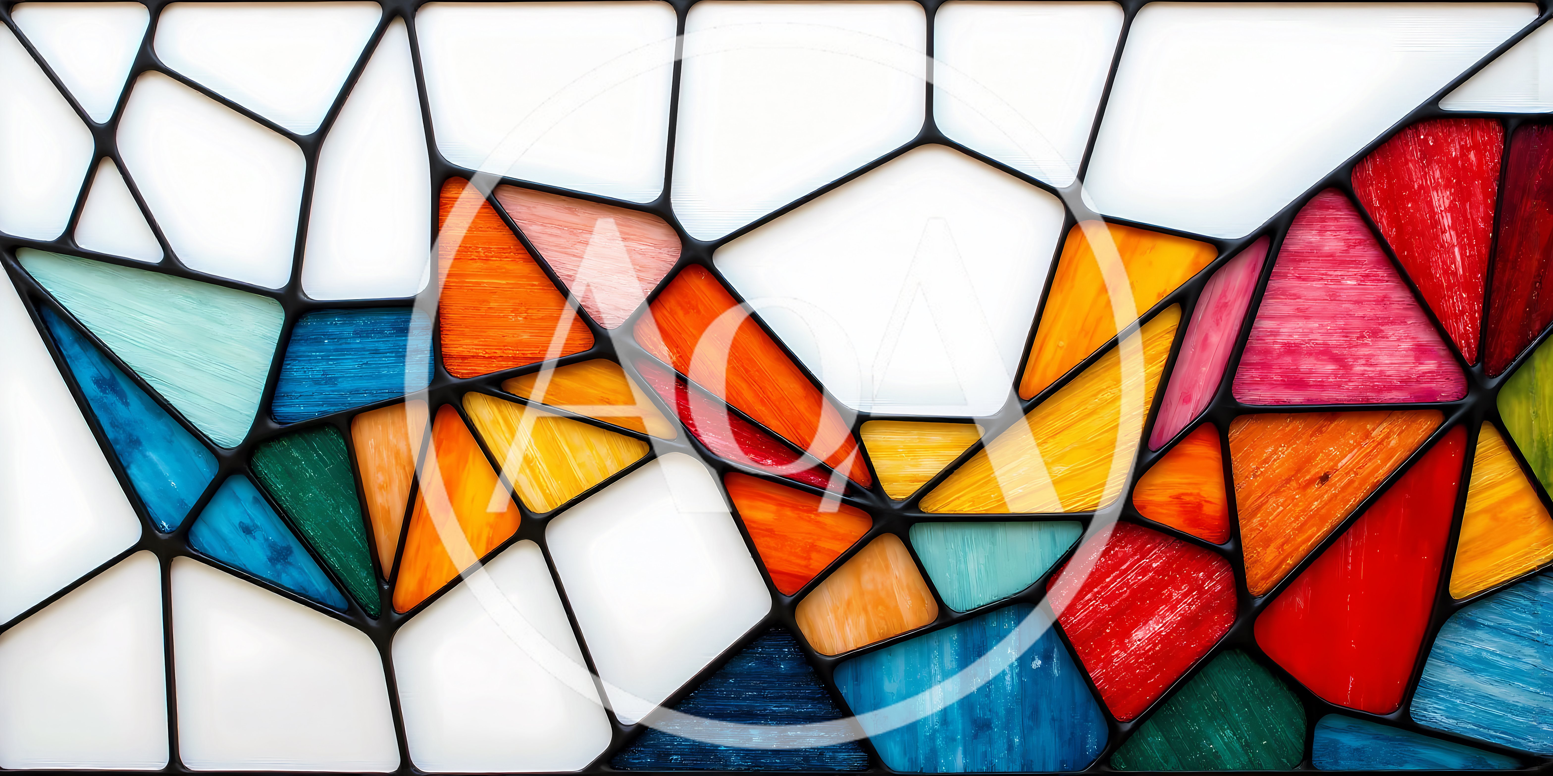 Abstract Stained Glass Window With Geometric Colorful Patterns