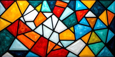 Abstract Stained Glass Window With Geometric Colorful Patterns