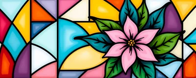 Stained Glass Poinsettia Flower Art Illustration