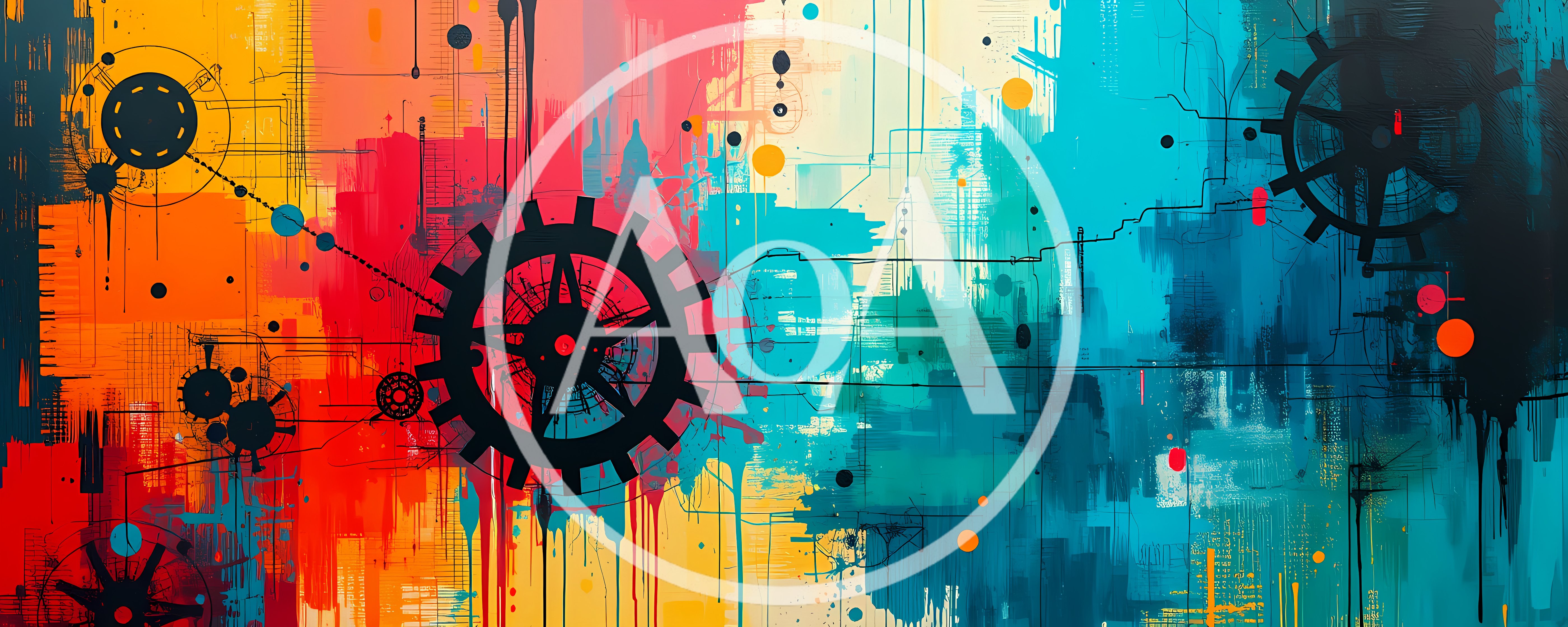 Abstract Digital Art With Mechanical Gears And Circuitry