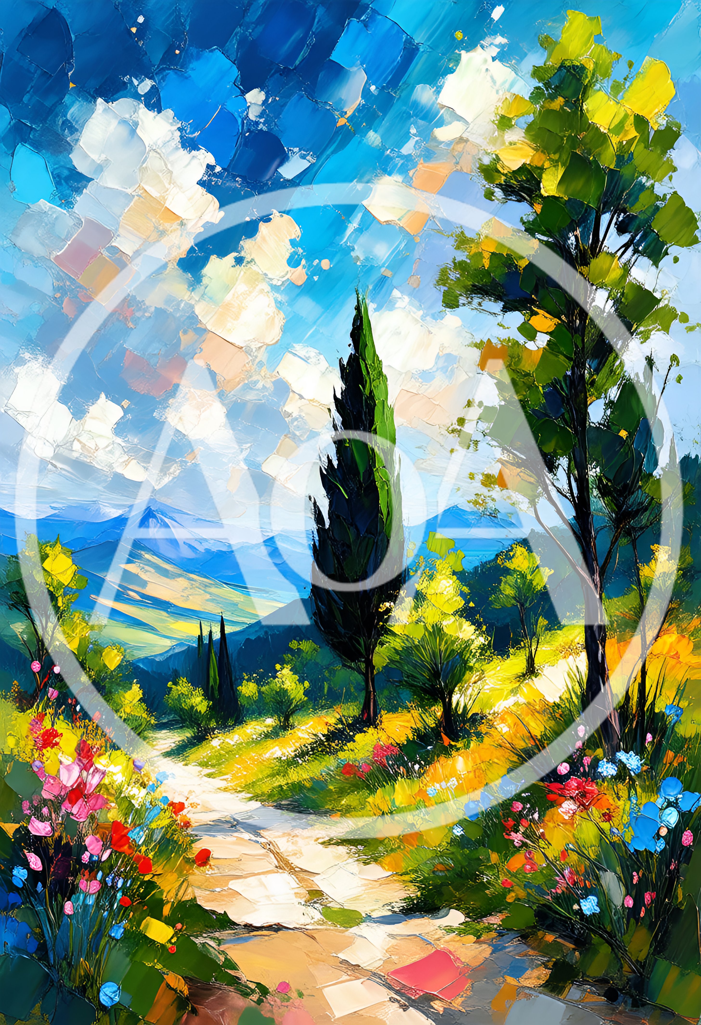 Impressionist Painting Of A Sunny Mediterranean Landscape