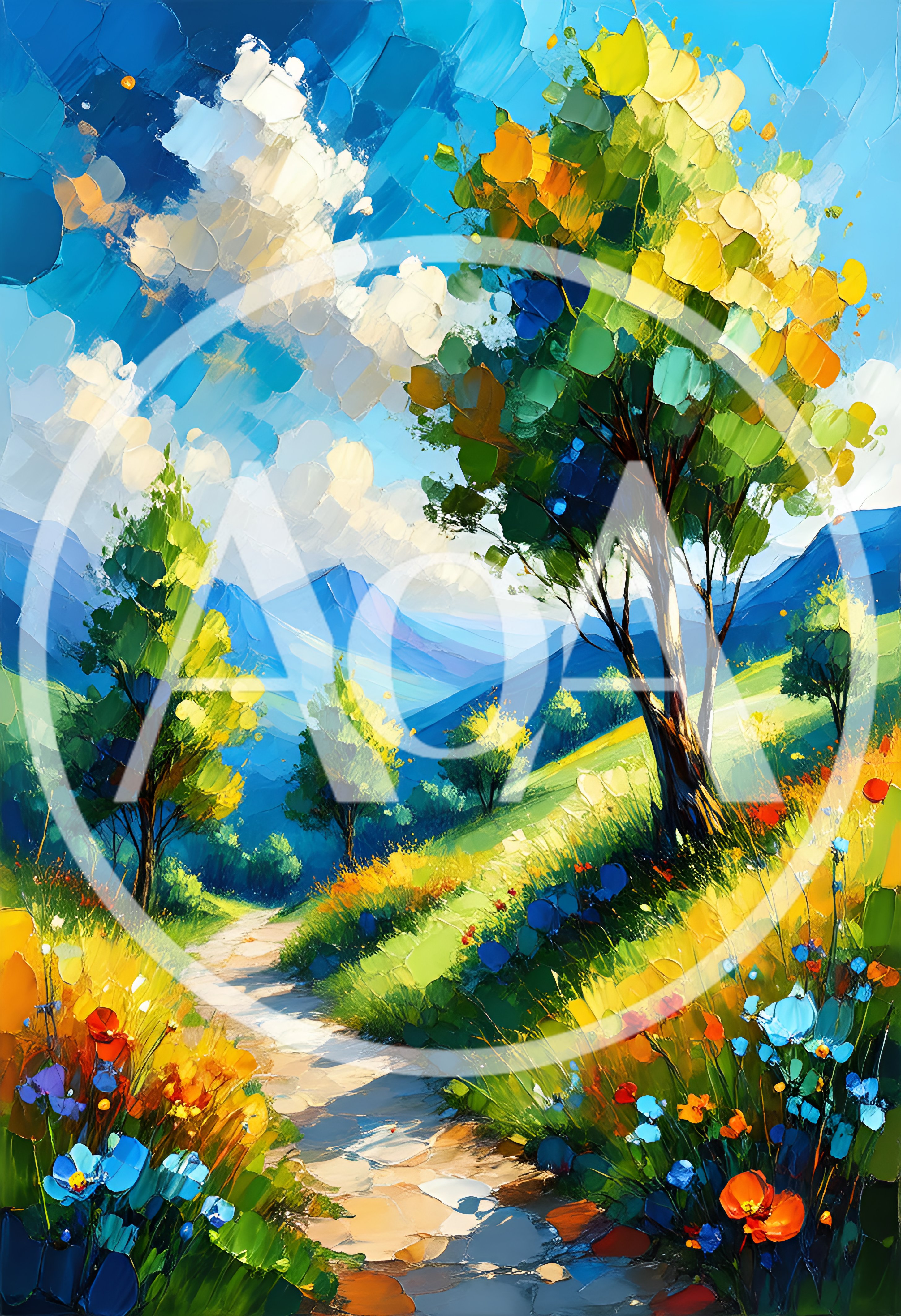 Impressionist Painting Of A Sunny Mountain Path