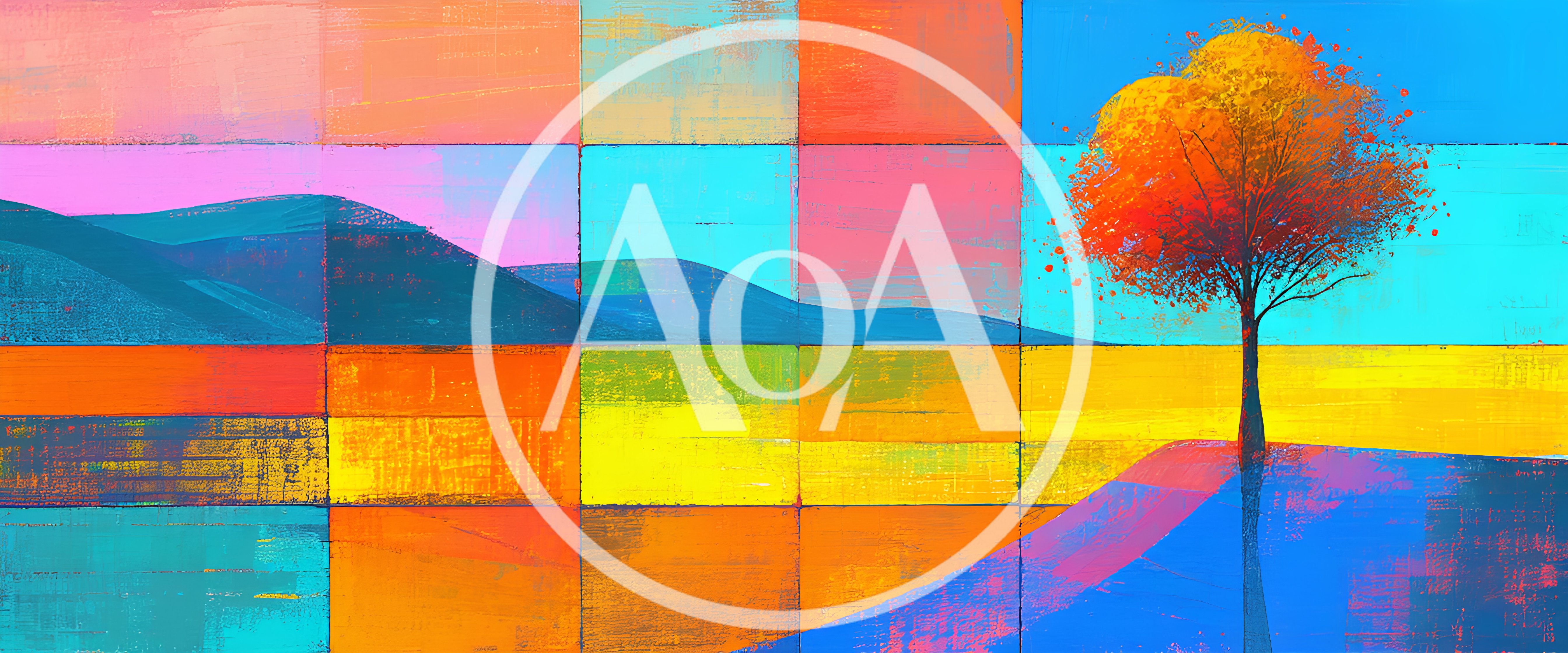 Abstract Landscape Painting With Vibrant Geometric Color Blocks