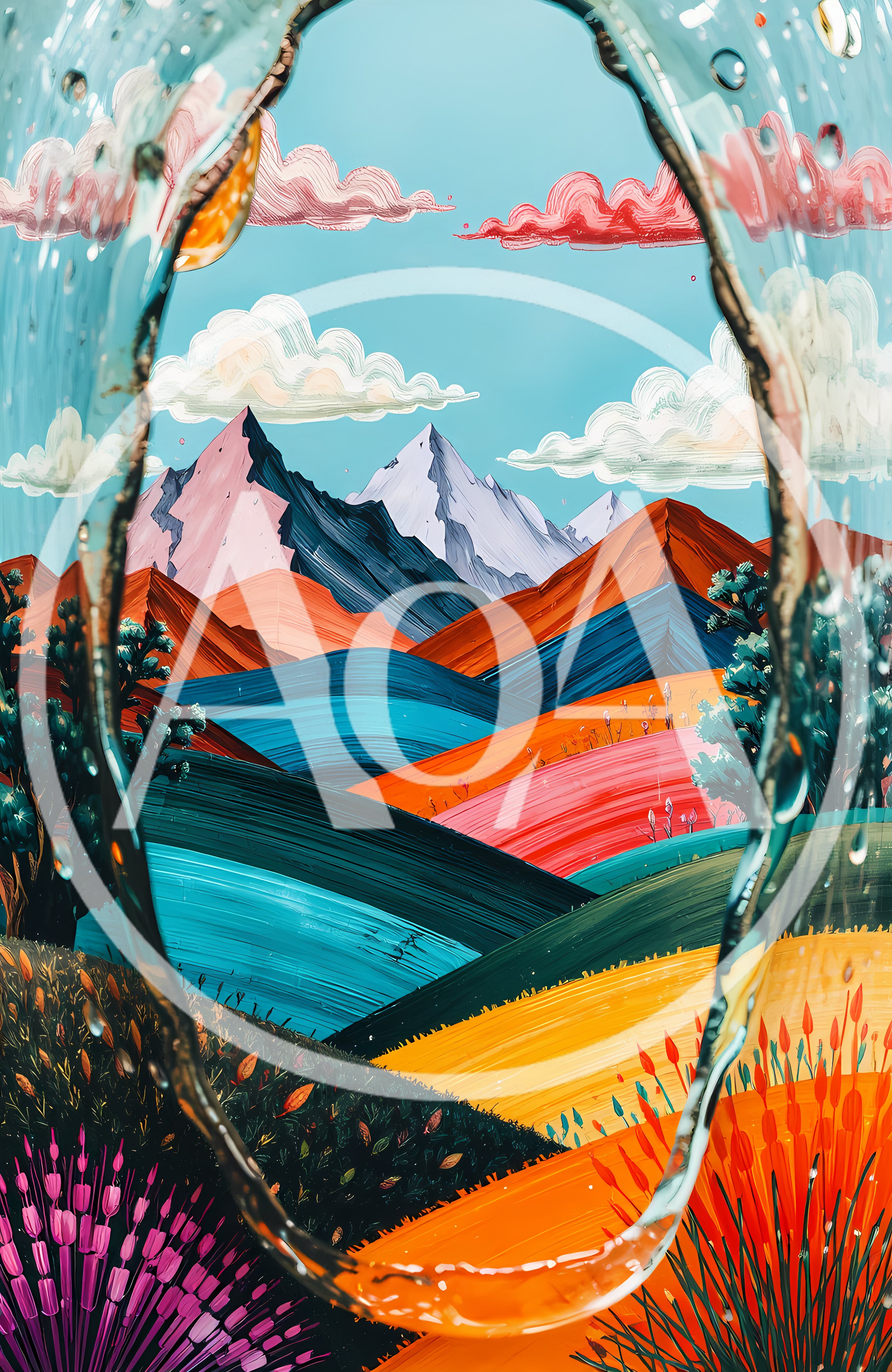 Surreal Landscape Viewed Through A Water Droplet Lens