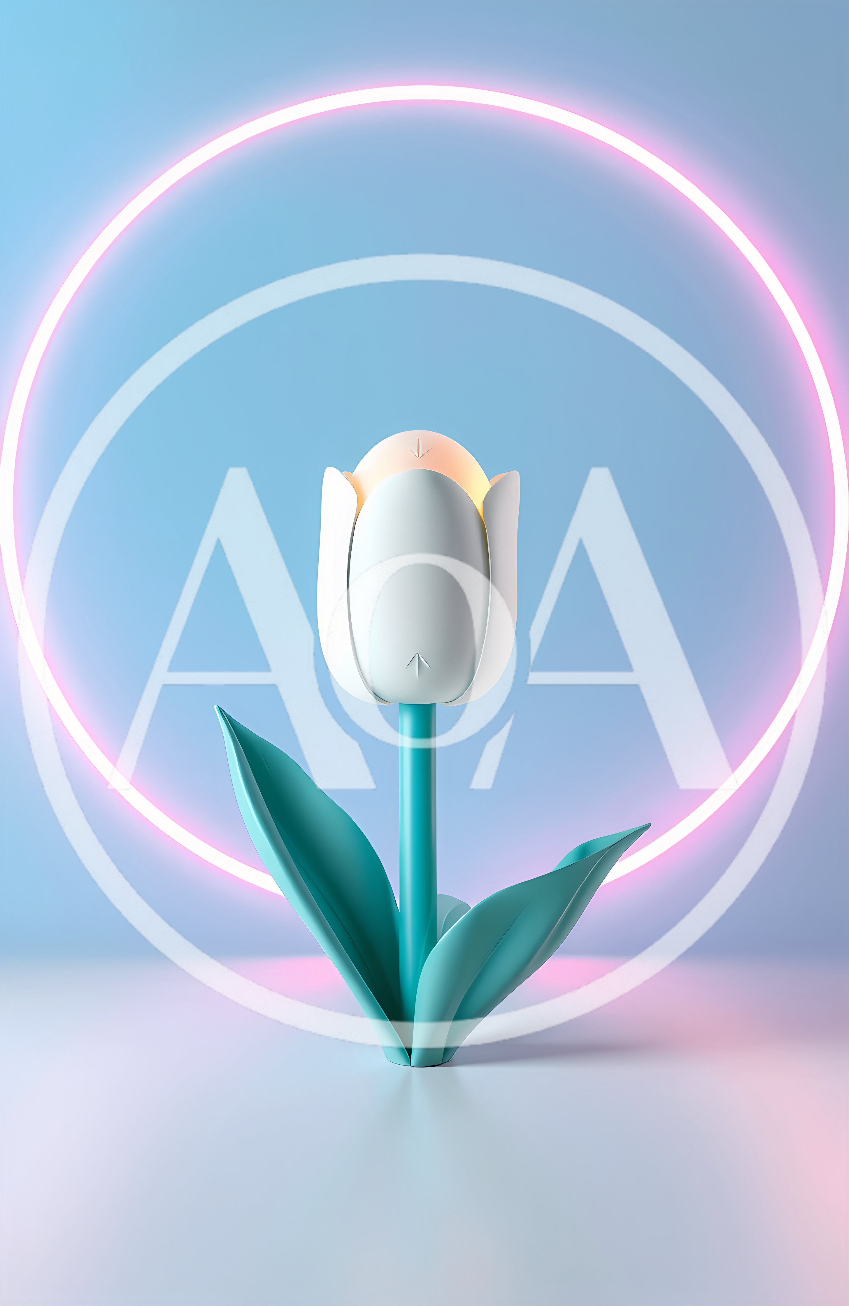 Minimalist 3D Tulip Lamp With Neon Ring Background