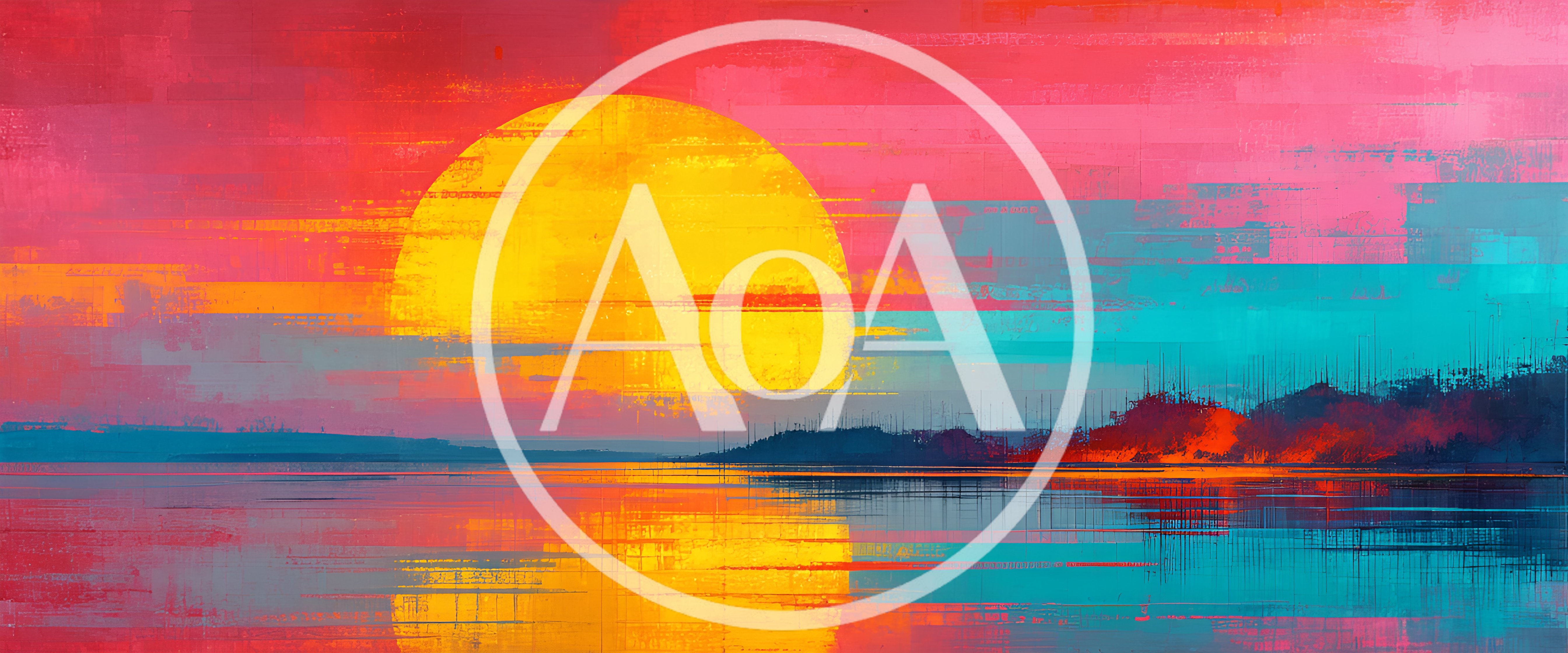 Abstract Digital Painting Of A Vibrant Sunset Over Water