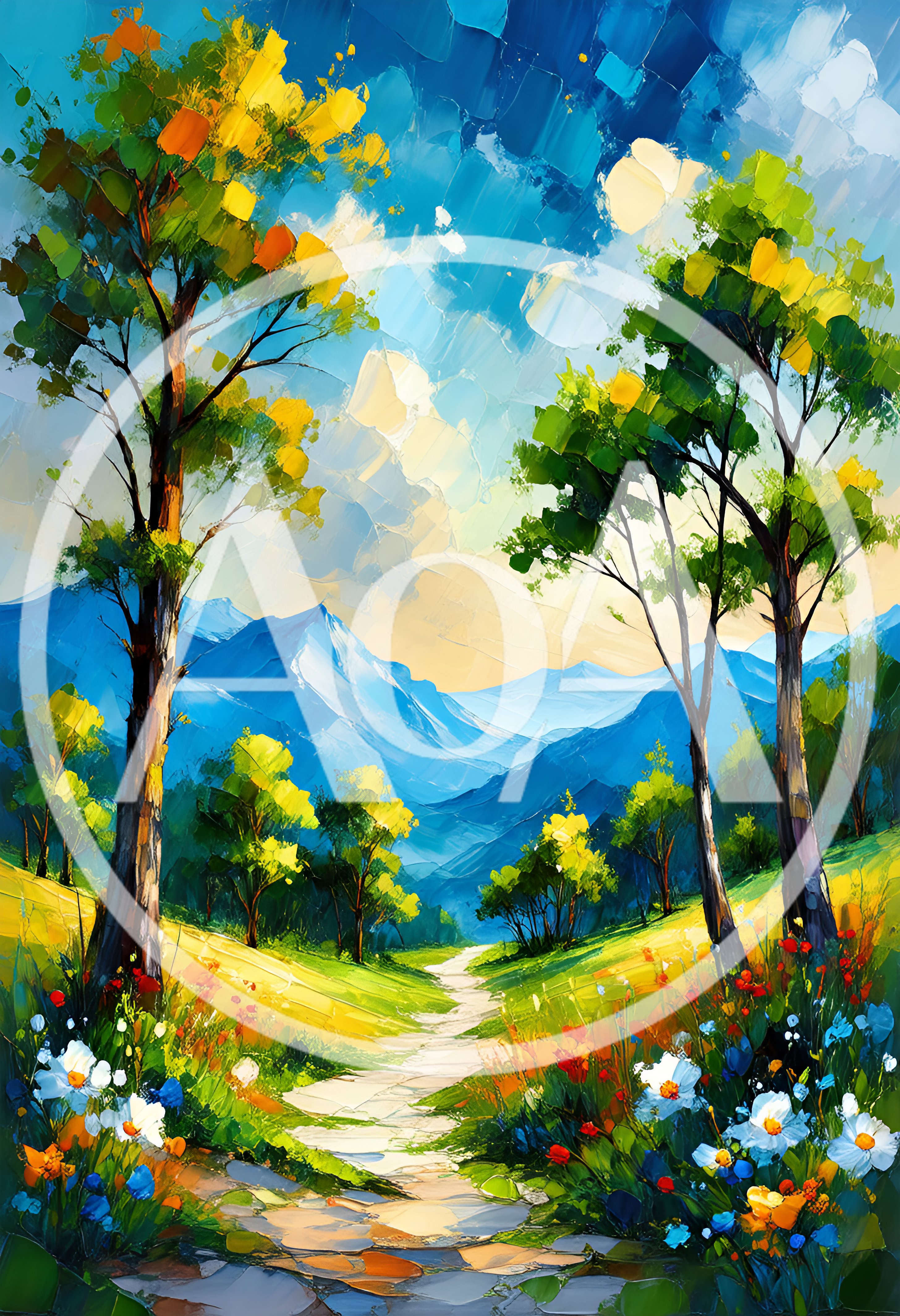 Impressionist Painting Of A Scenic Mountain Path