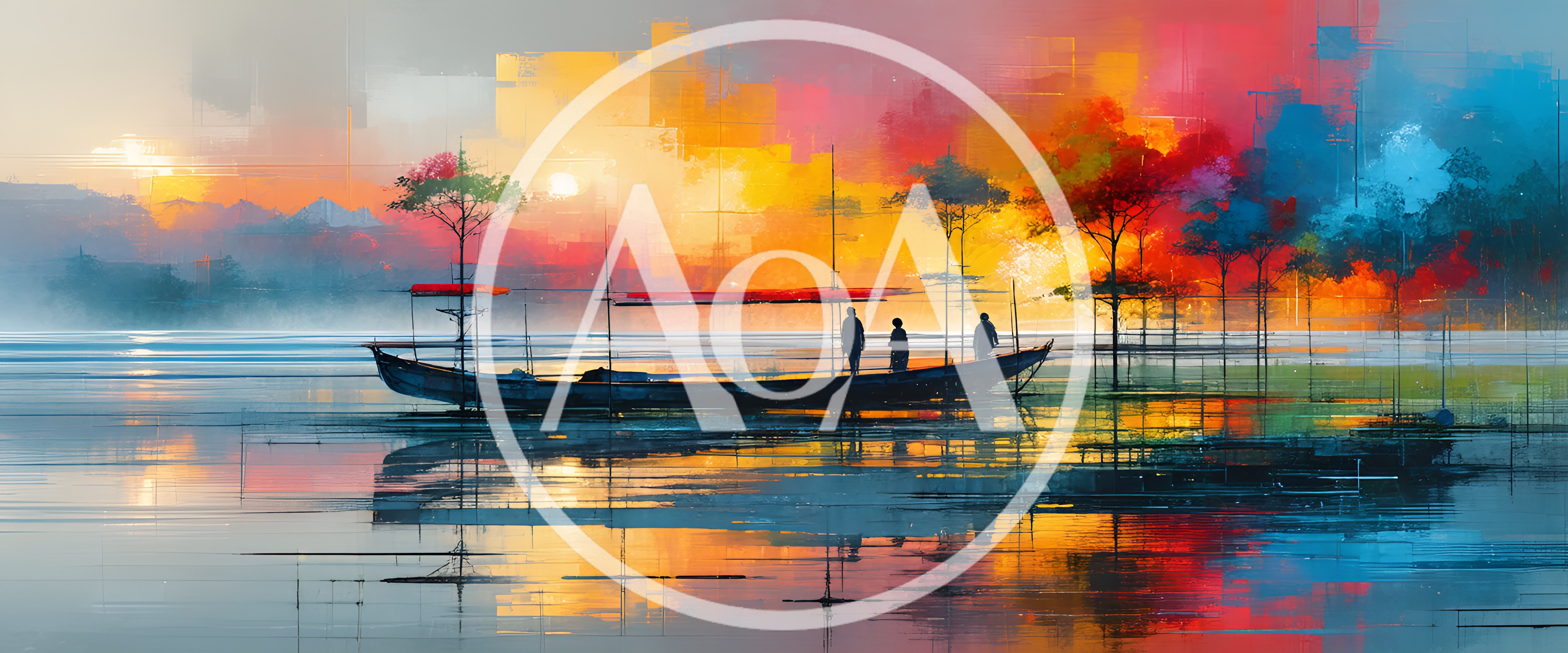 Silhouetted Figures On A Traditional Boat At Sunset