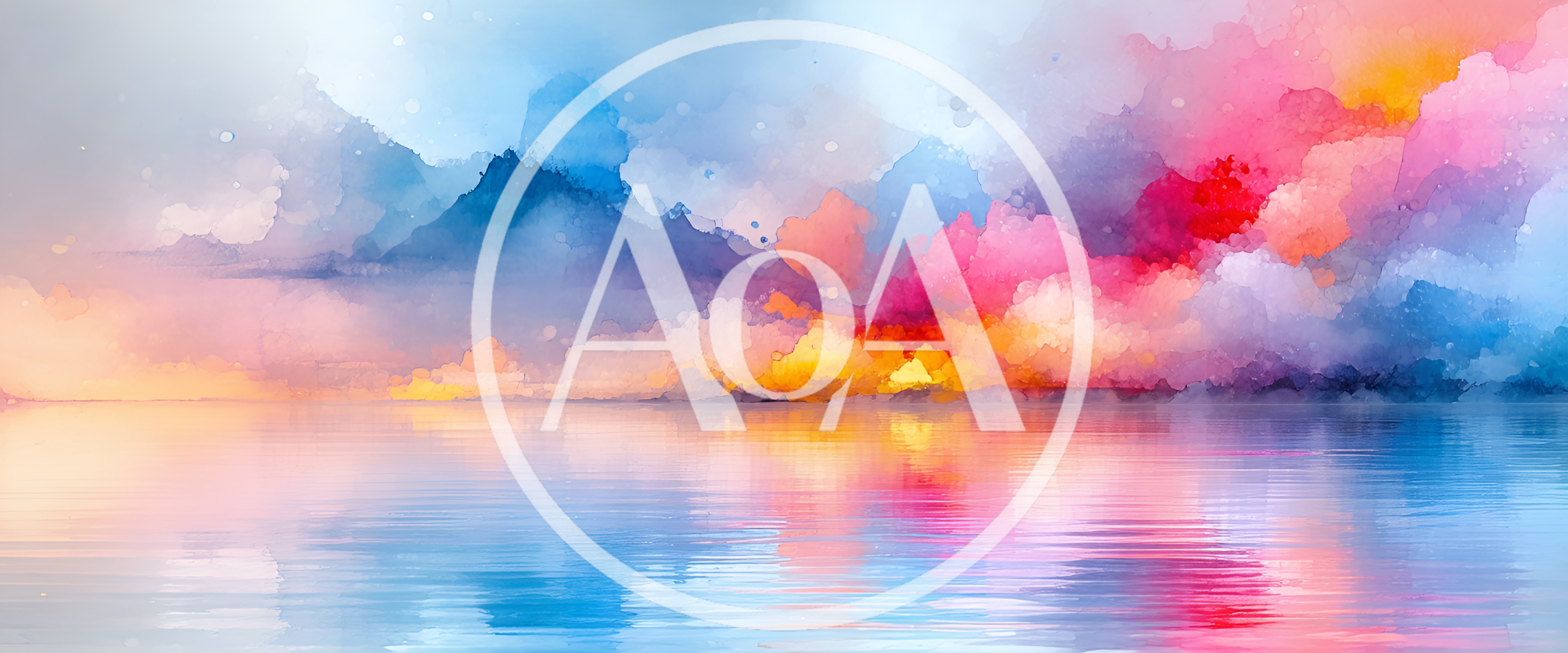 Abstract Watercolor Landscape With Vibrant Mountain Reflection