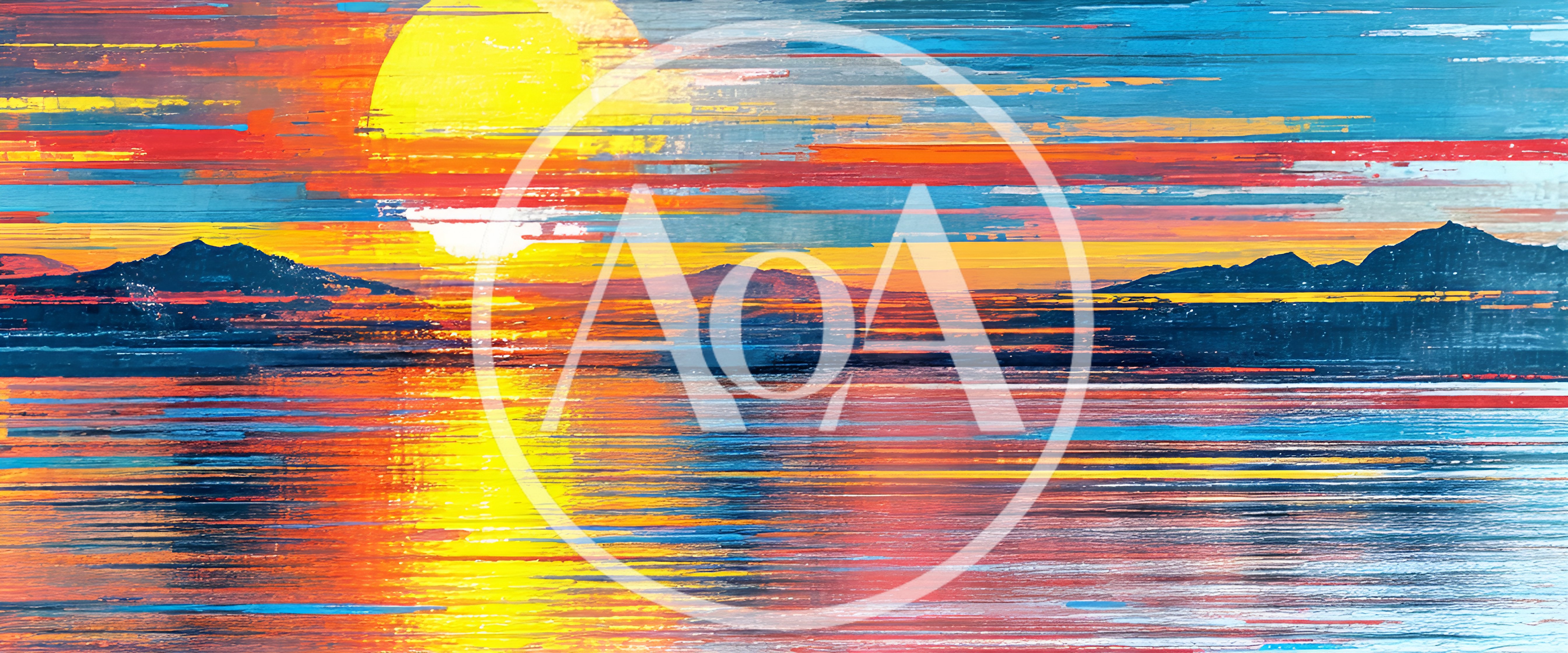 Abstract Digital Painting Of A Vibrant Sunset Over Water