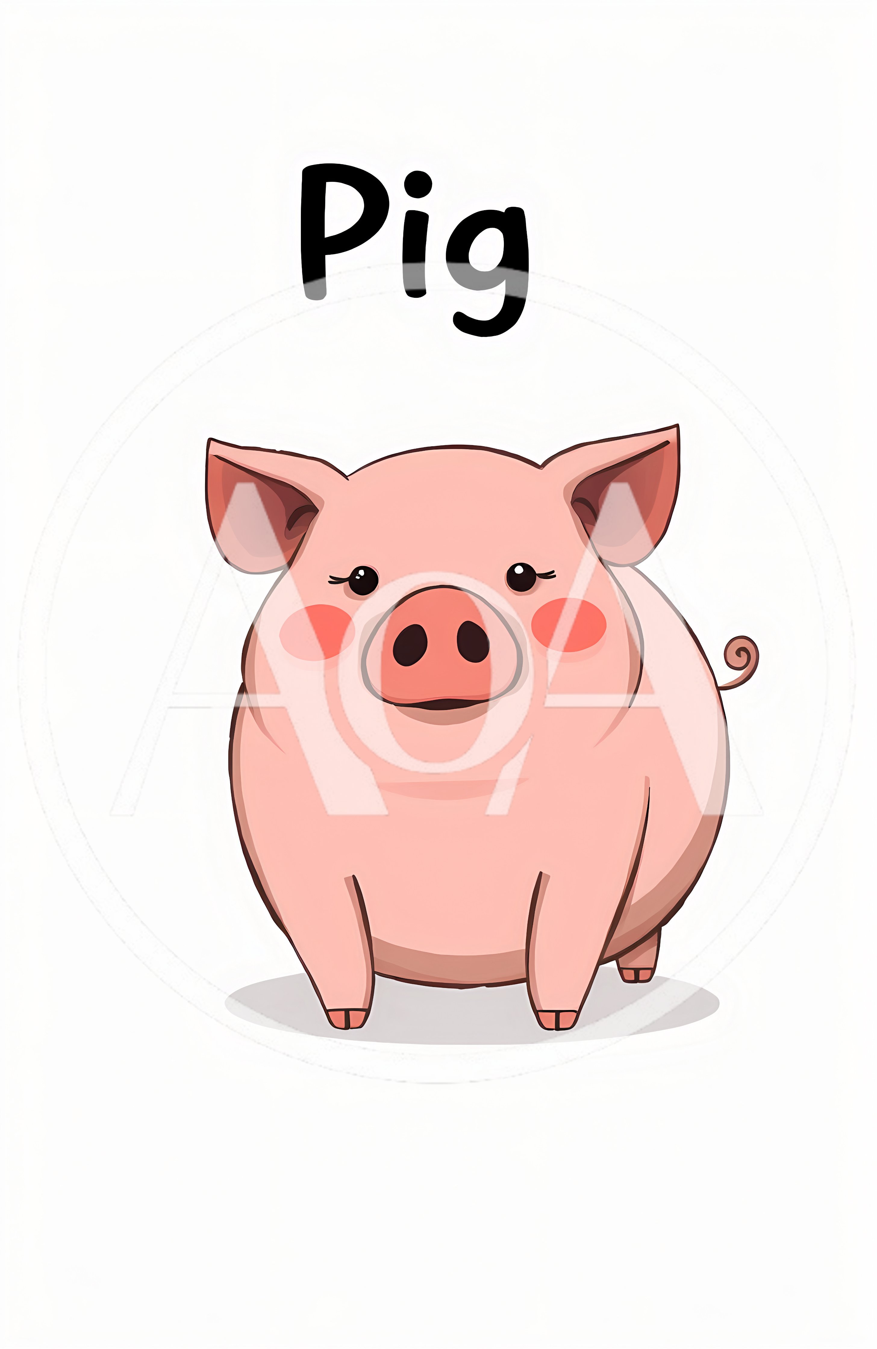 Cute Cartoon Pig Illustration On White Background