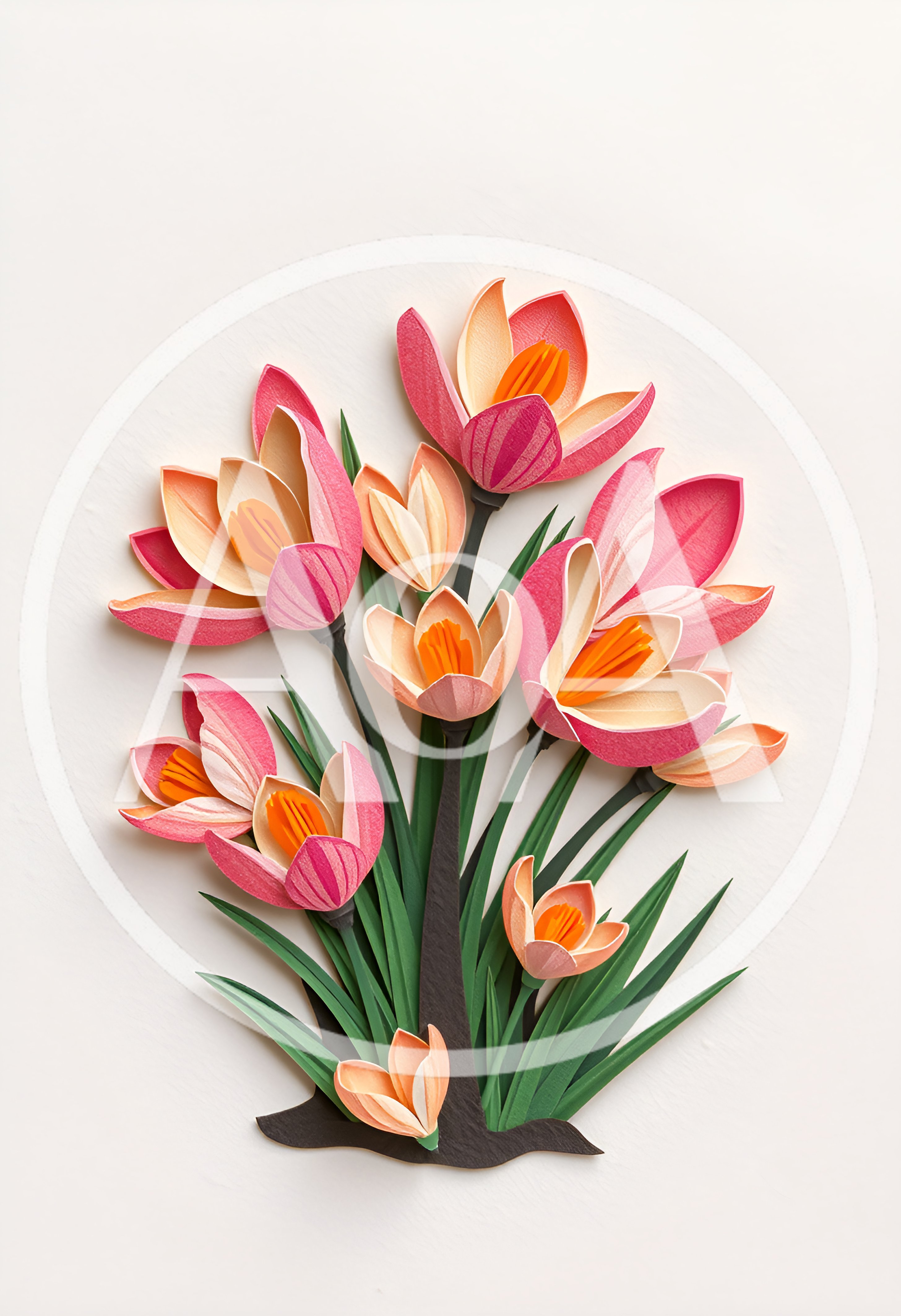Paper Quilling Art Of Pink Crocus Flowers