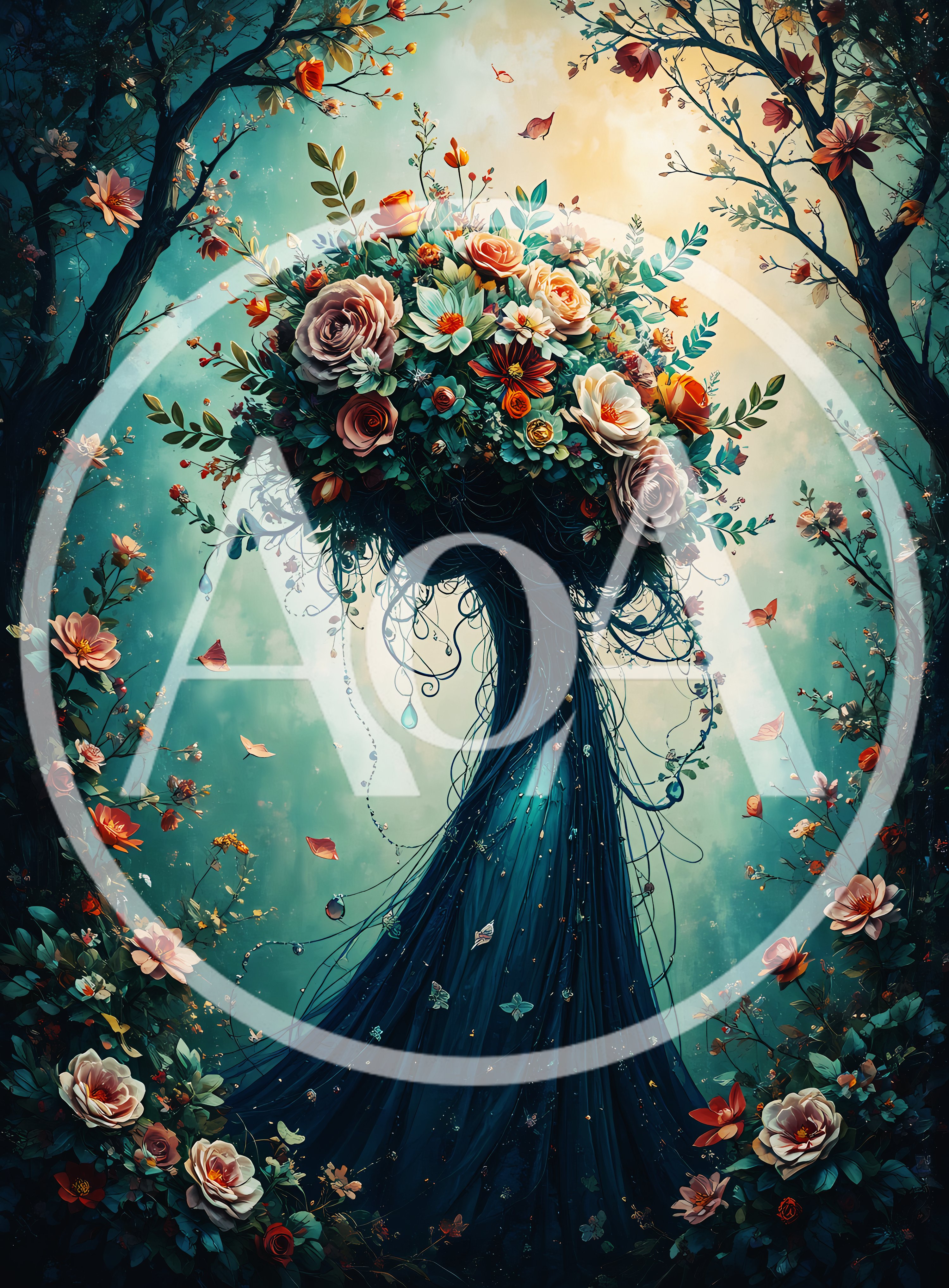 Surreal Fantasy Portrait Of A Floral Goddess