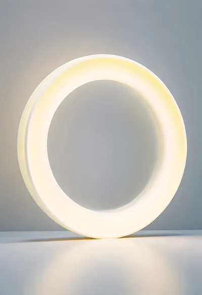 Glowing Circular LED Light Ring On White Surface