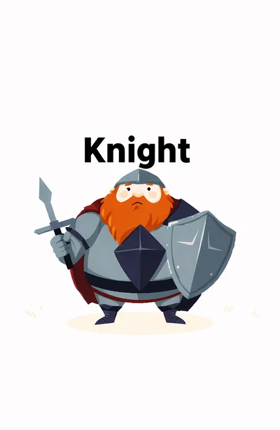 Cartoon Illustration Of A Stout Red Bearded Knight