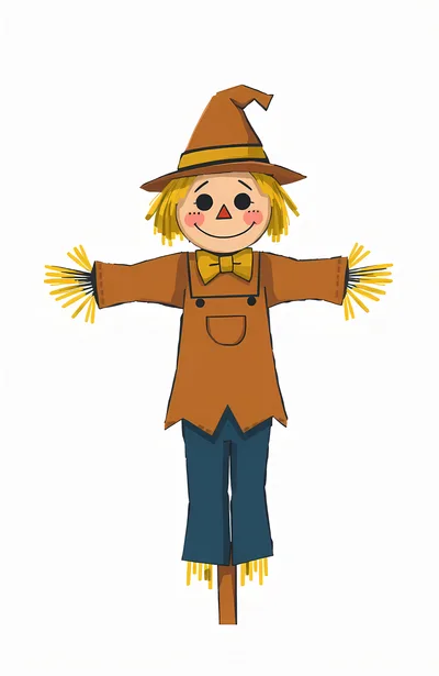 Cute Cartoon Scarecrow Illustration On White Background