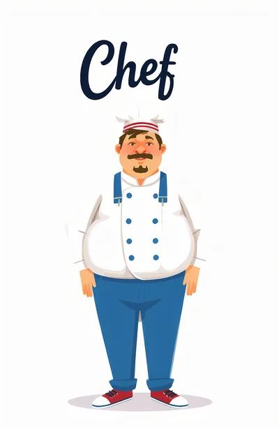 Cartoon Chef Character Standing In Professional Uniform