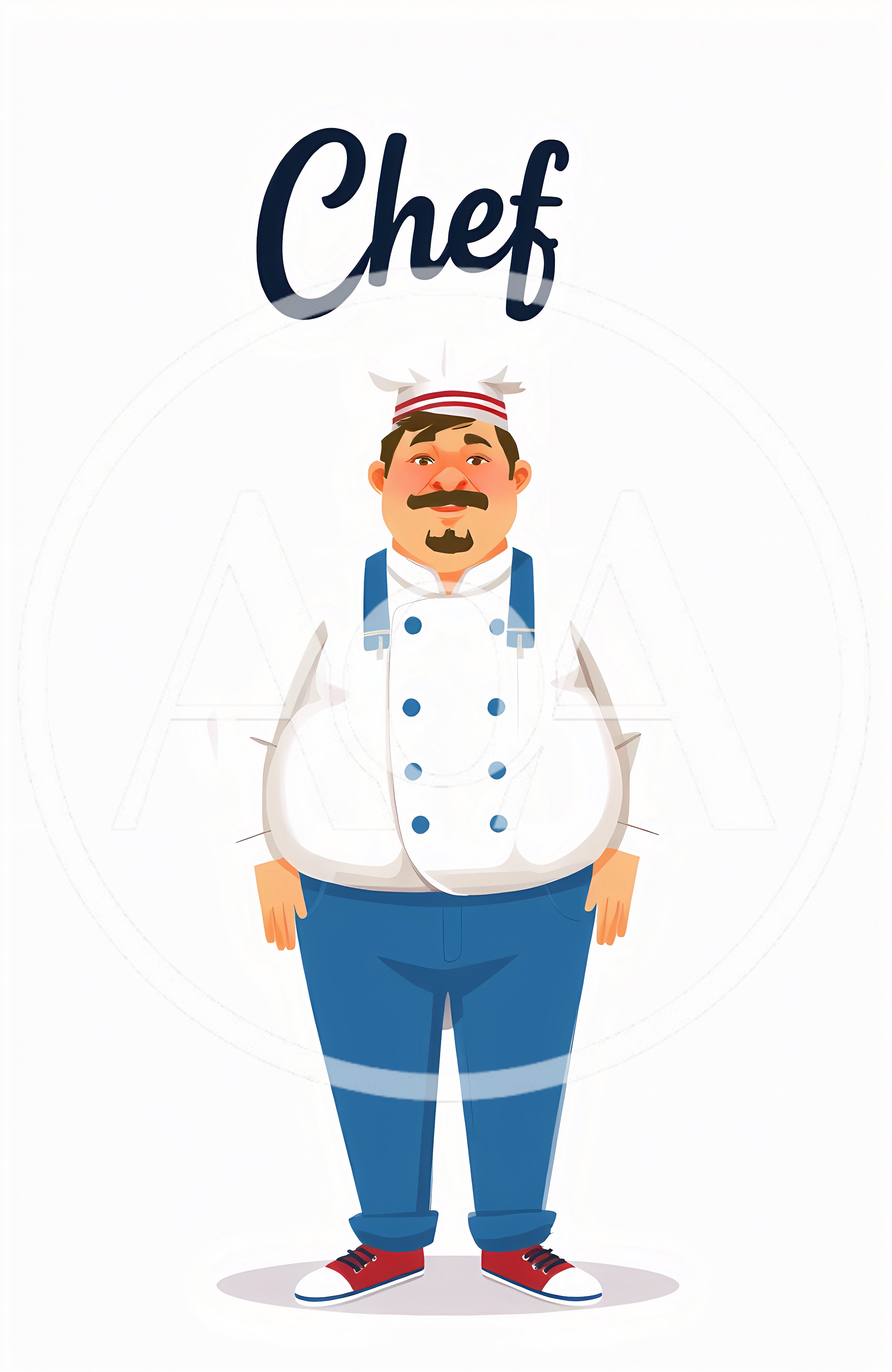 Cartoon Chef Character Standing In Professional Uniform