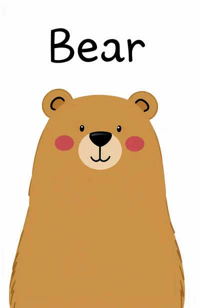 Cute Cartoon Brown Bear Illustration For Children