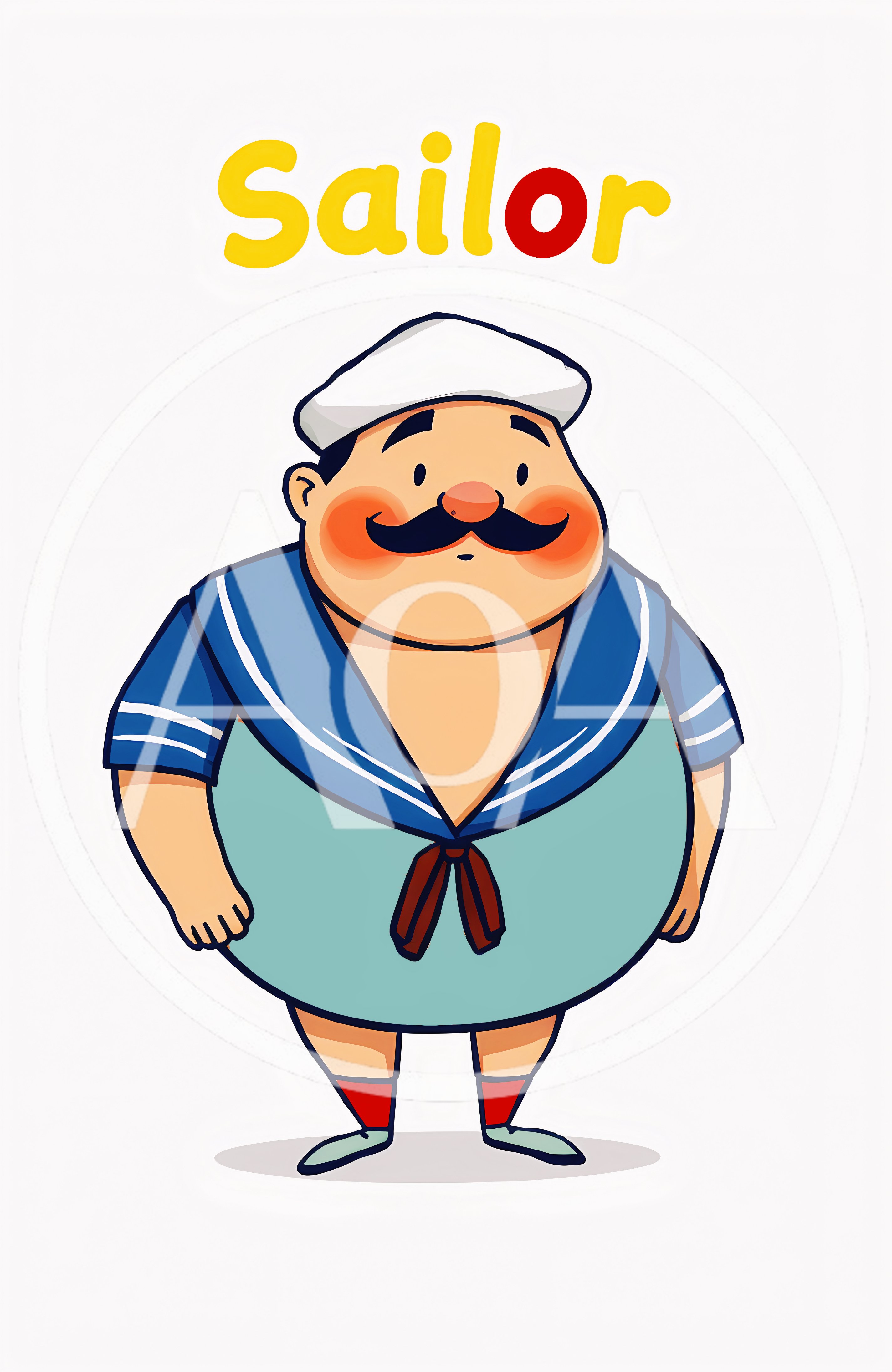 Cartoon Illustration Of A Chubby Sailor Character