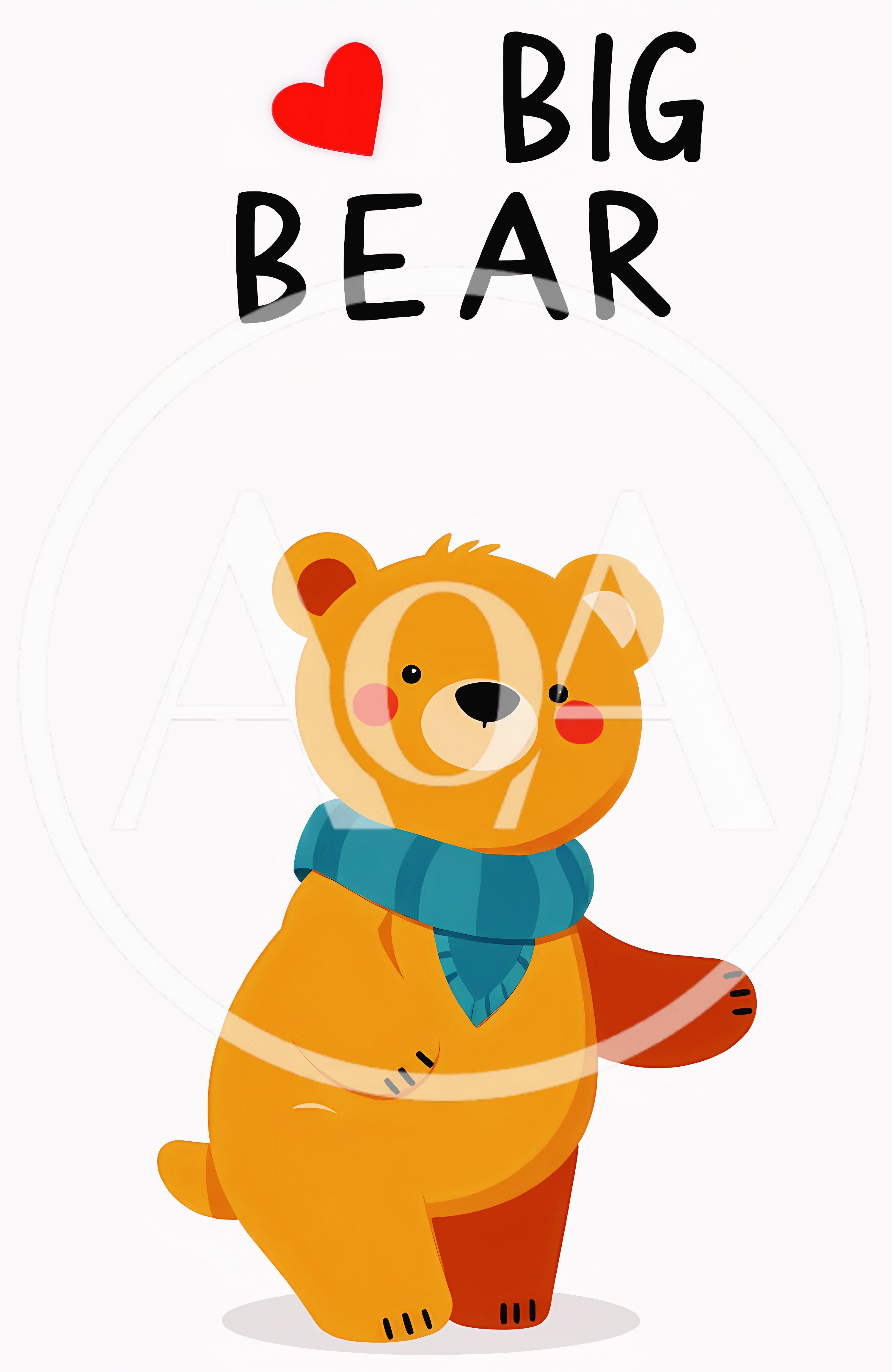 Cute Cartoon Bear Wearing A Blue Scarf