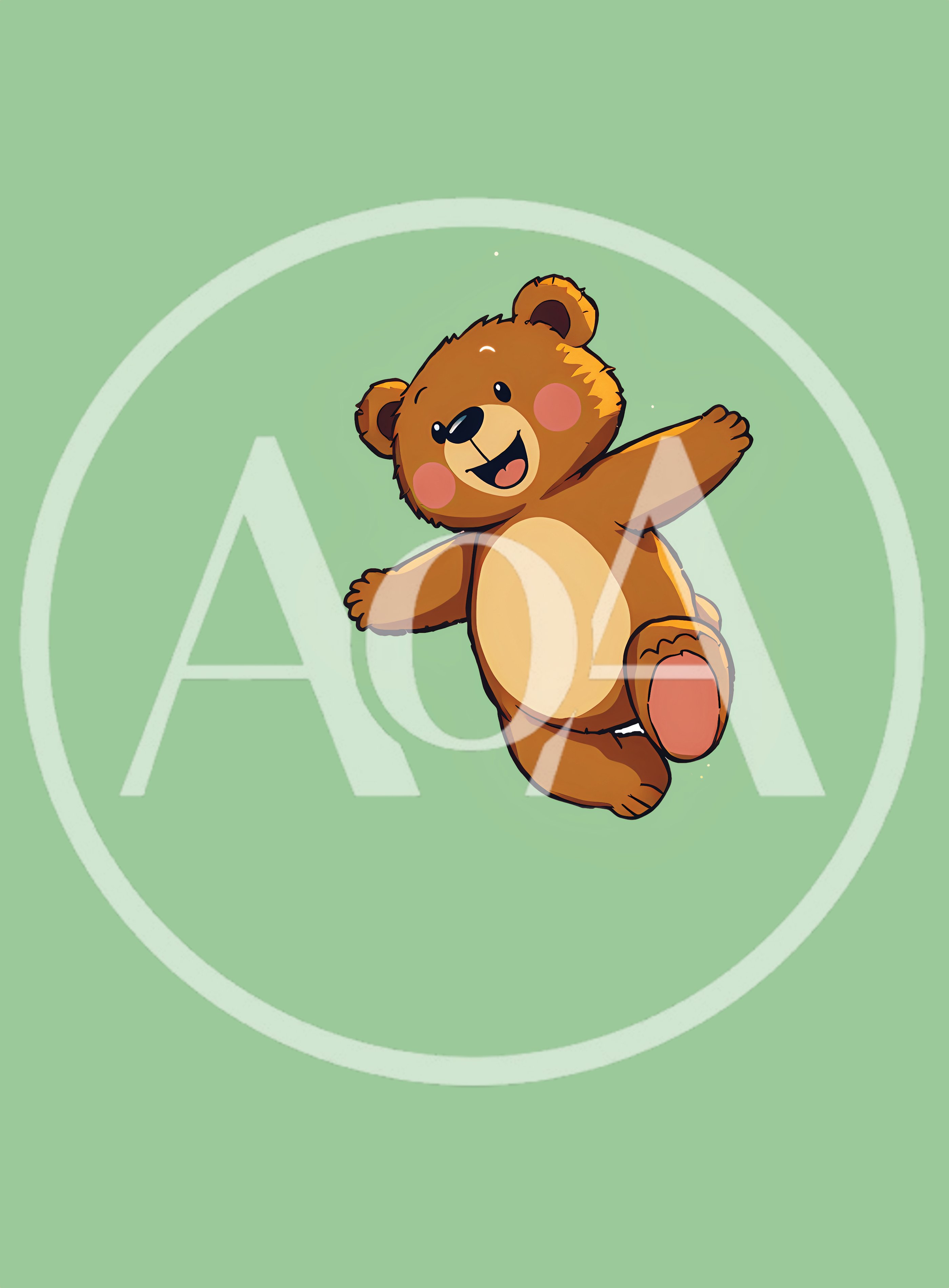 Cute Cartoon Teddy Bear Jumping In The Air