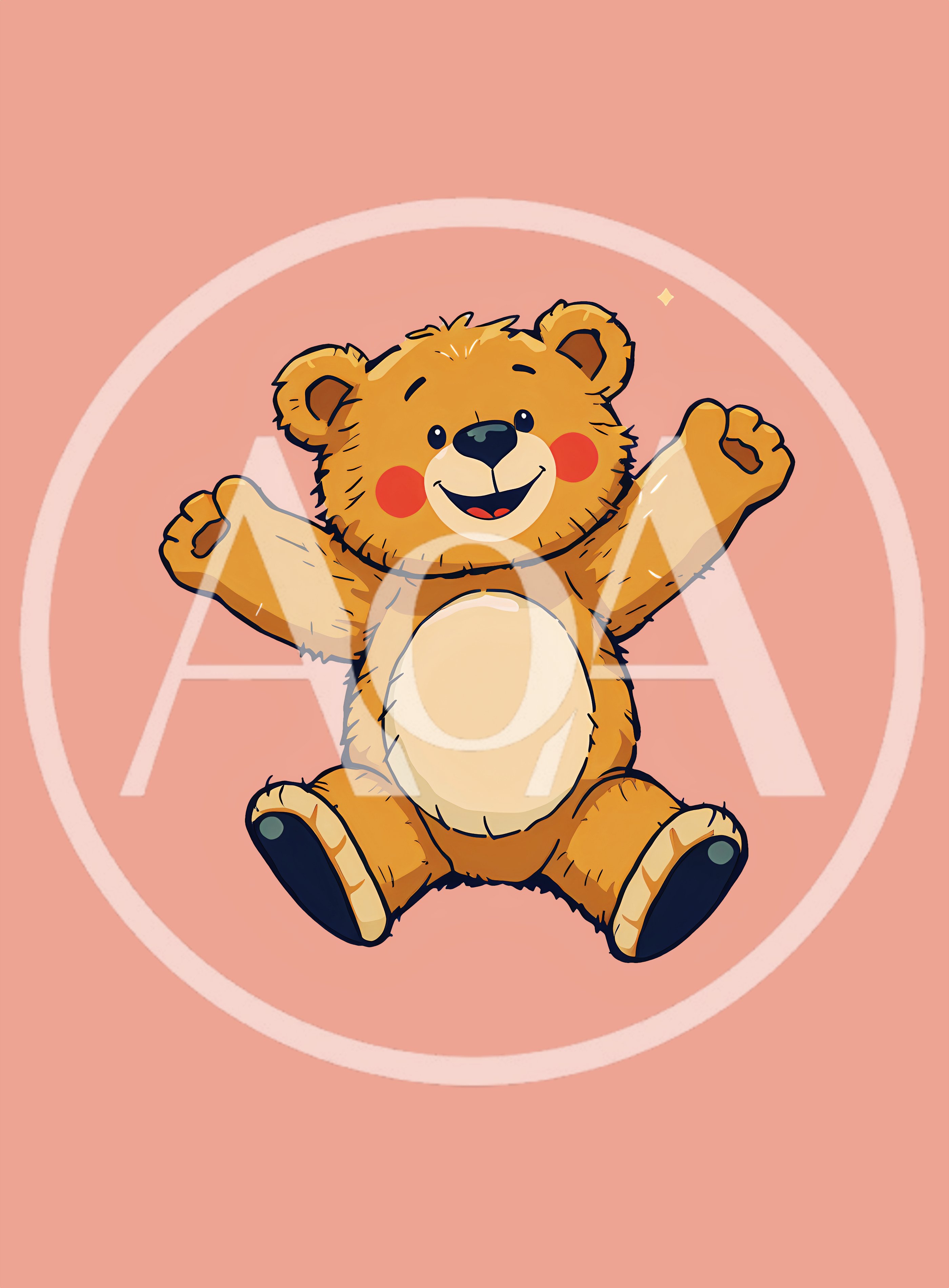 Cute Cartoon Teddy Bear With Arms Raised