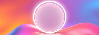 Abstract Neon Glowing Circle Frame on Fluid Background