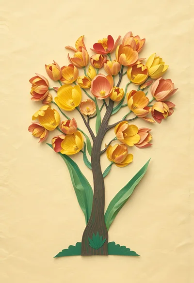 Paper Craft Tulip Tree Illustration