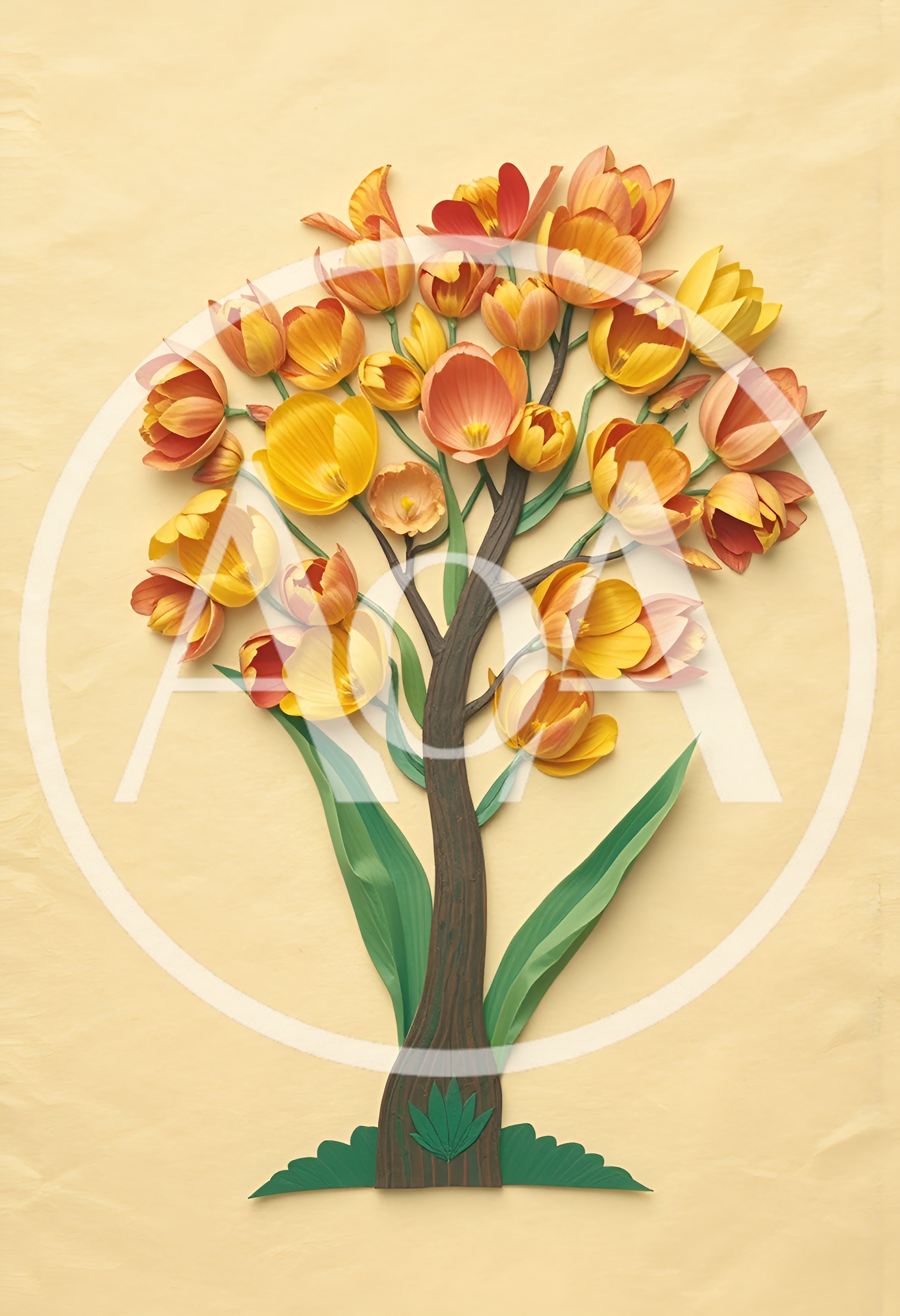 Paper Craft Tulip Tree Illustration