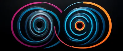 Abstract Spiral Art With Neon Circular Lines