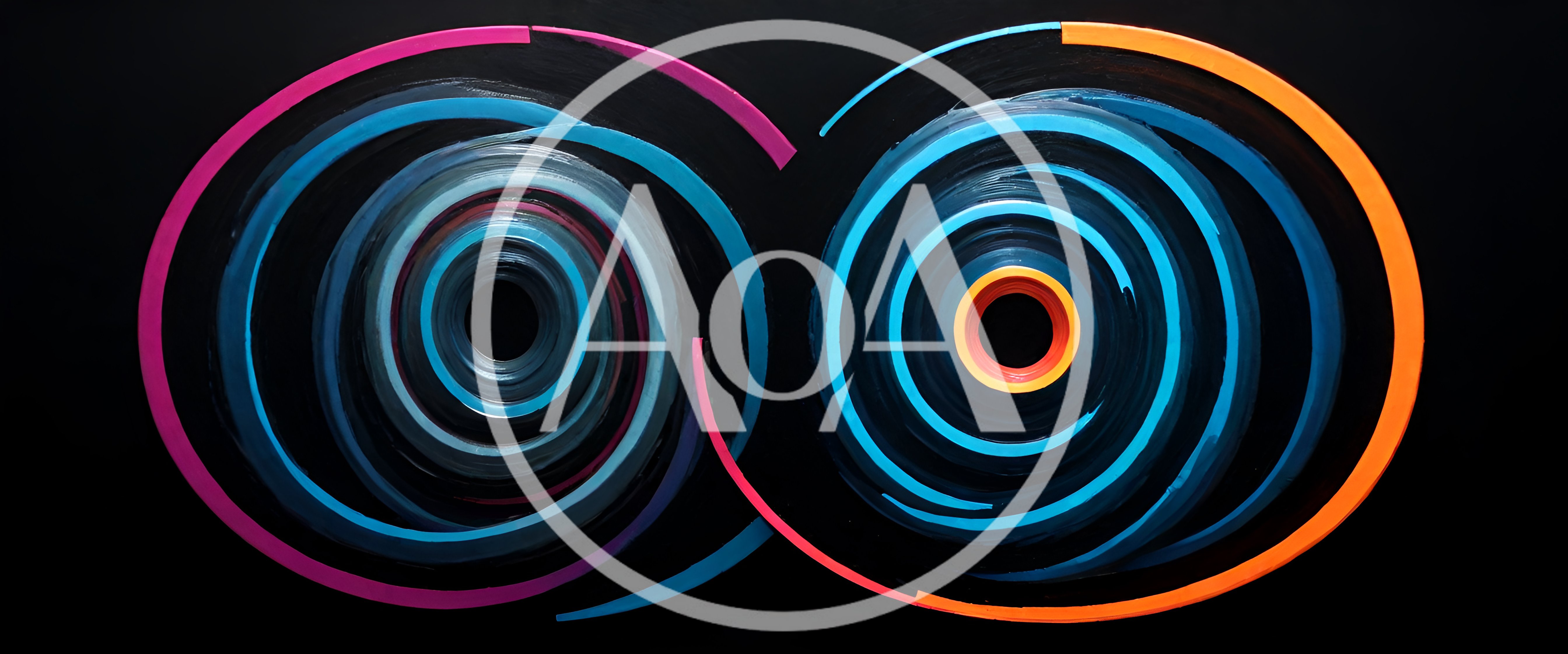Abstract Spiral Art With Neon Circular Lines