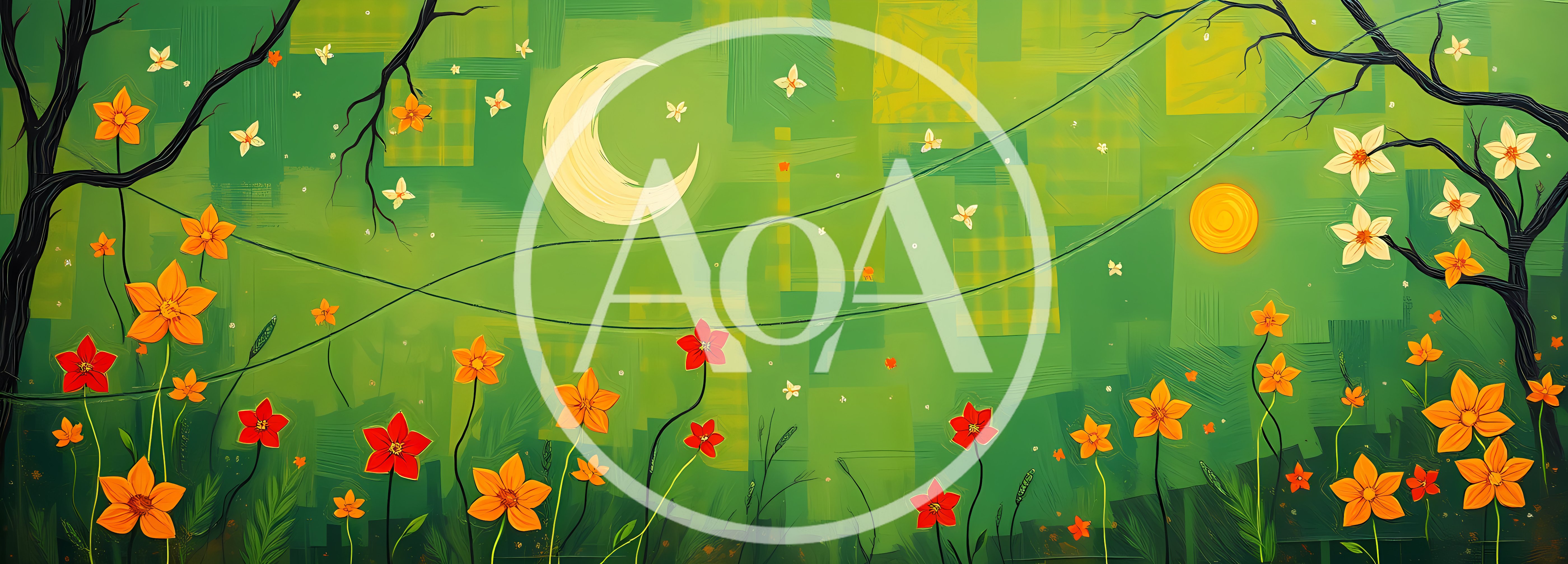 Stylized Digital Illustration Of A Nighttime Meadow