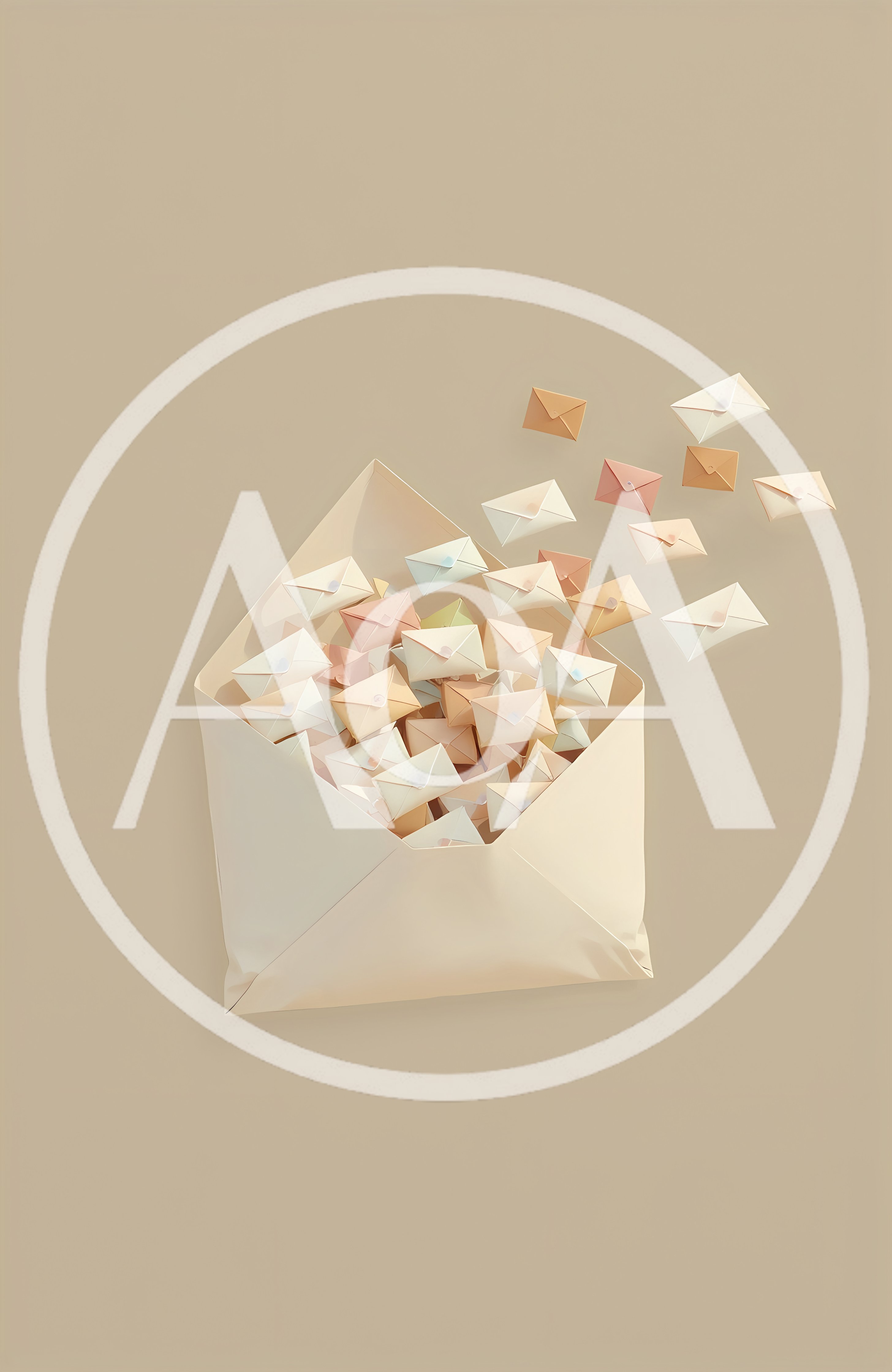 Floating Envelopes Emerging From A Large Open Envelope