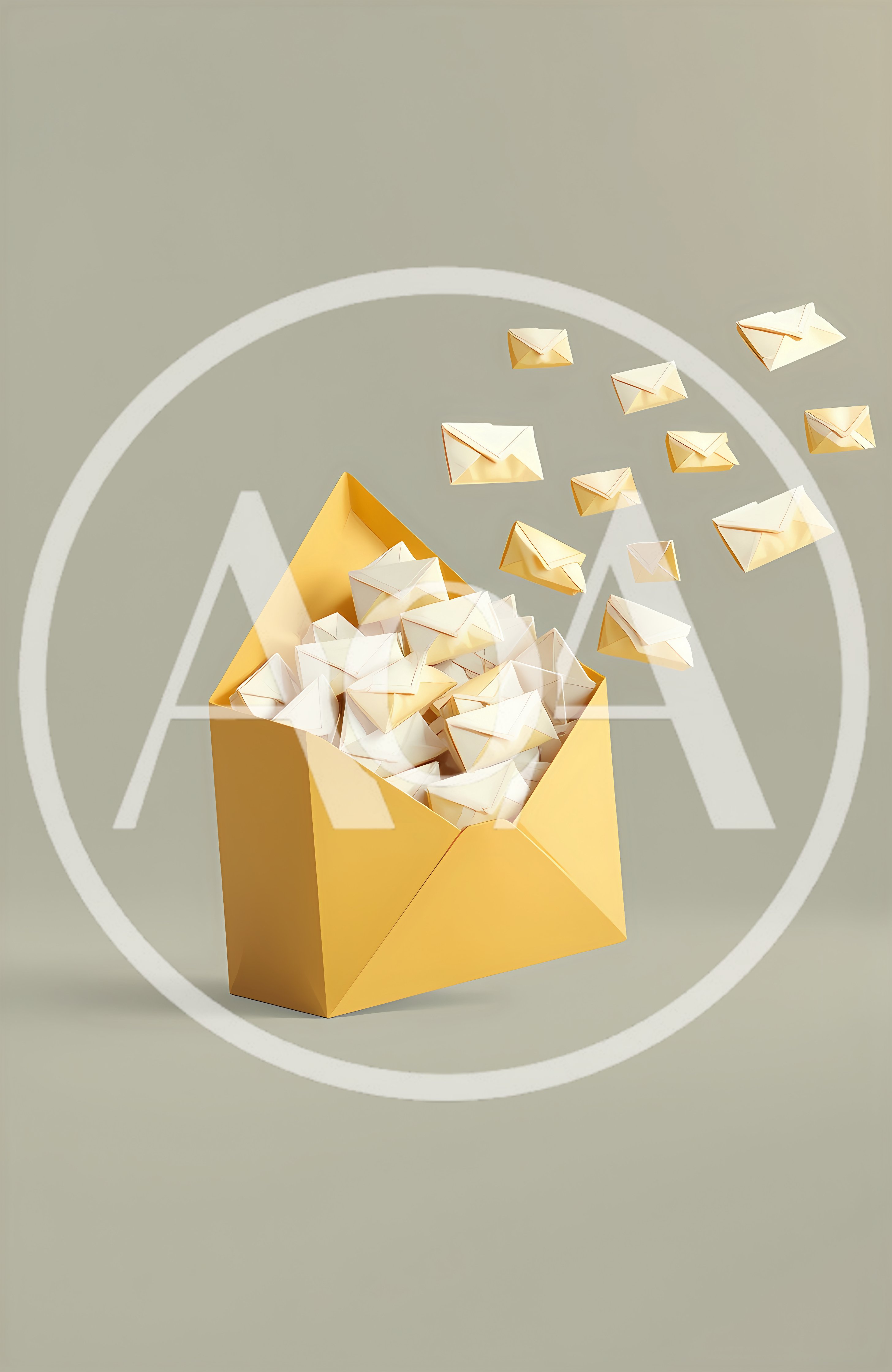 Yellow Envelope Overflowing With Floating Mail Icons
