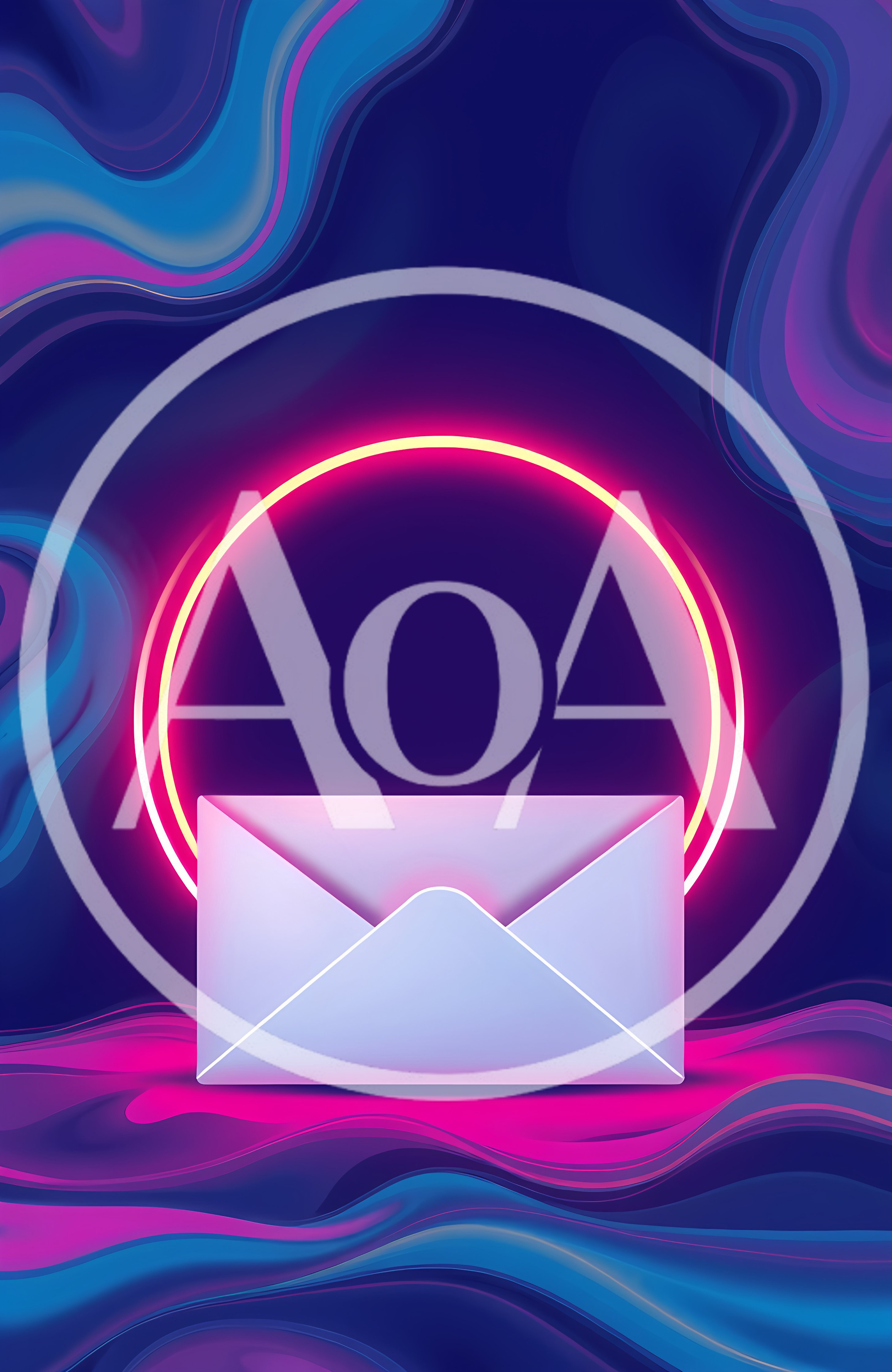 3D Rendered Envelope With Neon Circular Frame