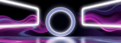 Abstract Neon Circle Background With Glowing Waves