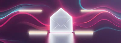 Glowing Neon Envelope Icon On Abstract Background