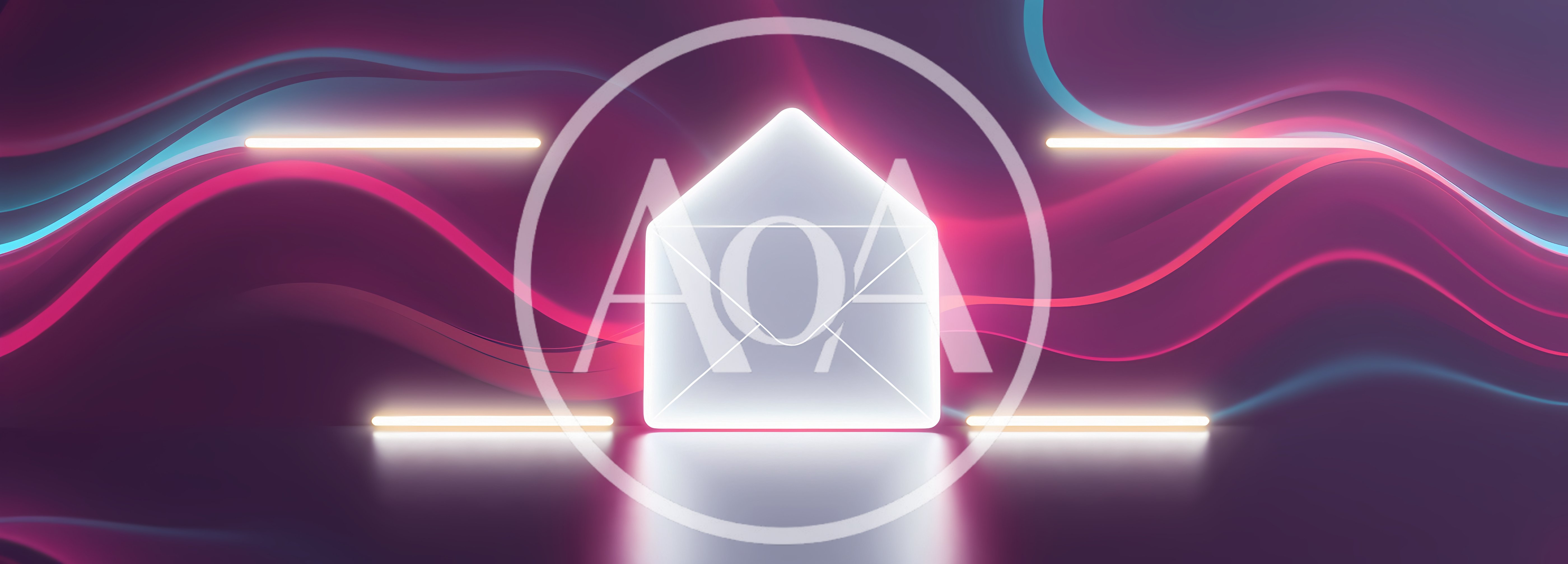 Glowing Neon Envelope Icon On Abstract Background