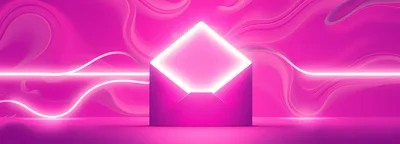 Glowing Pink Envelope With Neon Light Abstract Background
