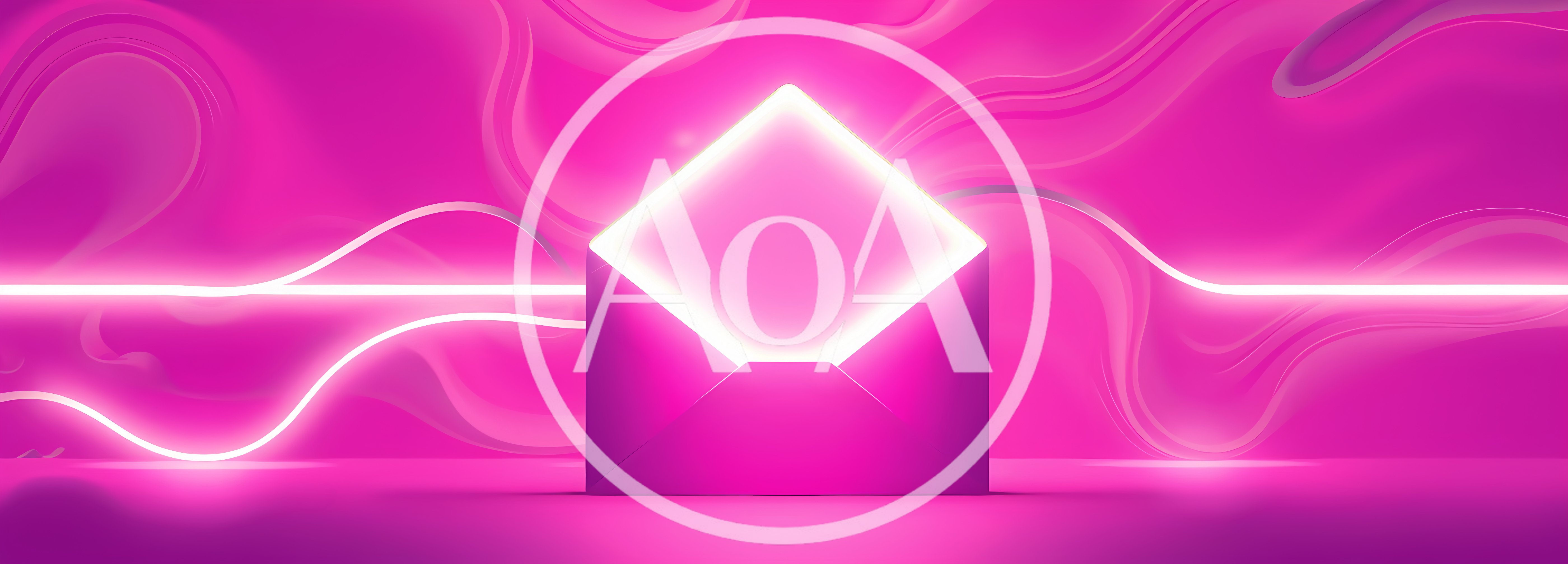Glowing Pink Envelope With Neon Light Abstract Background