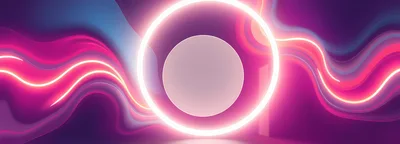 Abstract Neon Glowing Circle With Fluid Light Waves