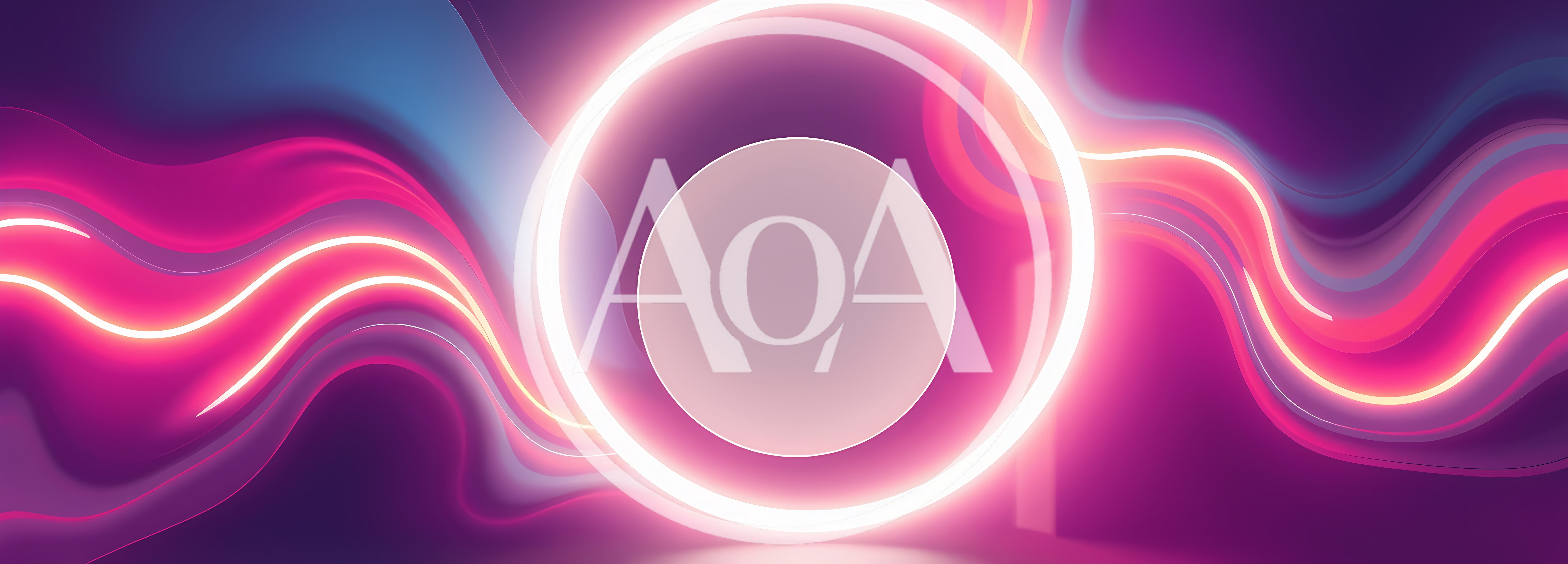 Abstract Neon Glowing Circle With Fluid Light Waves